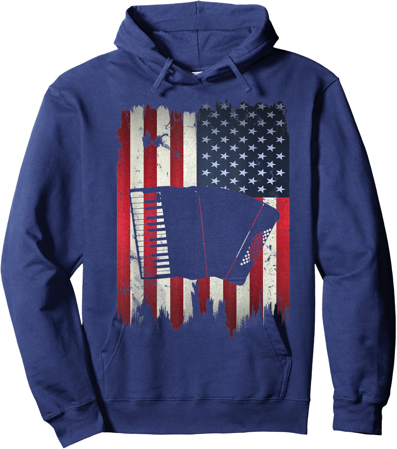 Accordion American Flag 4th of July Accordionist Patriotic Kids Men Hoodie - Hoodie | Navy