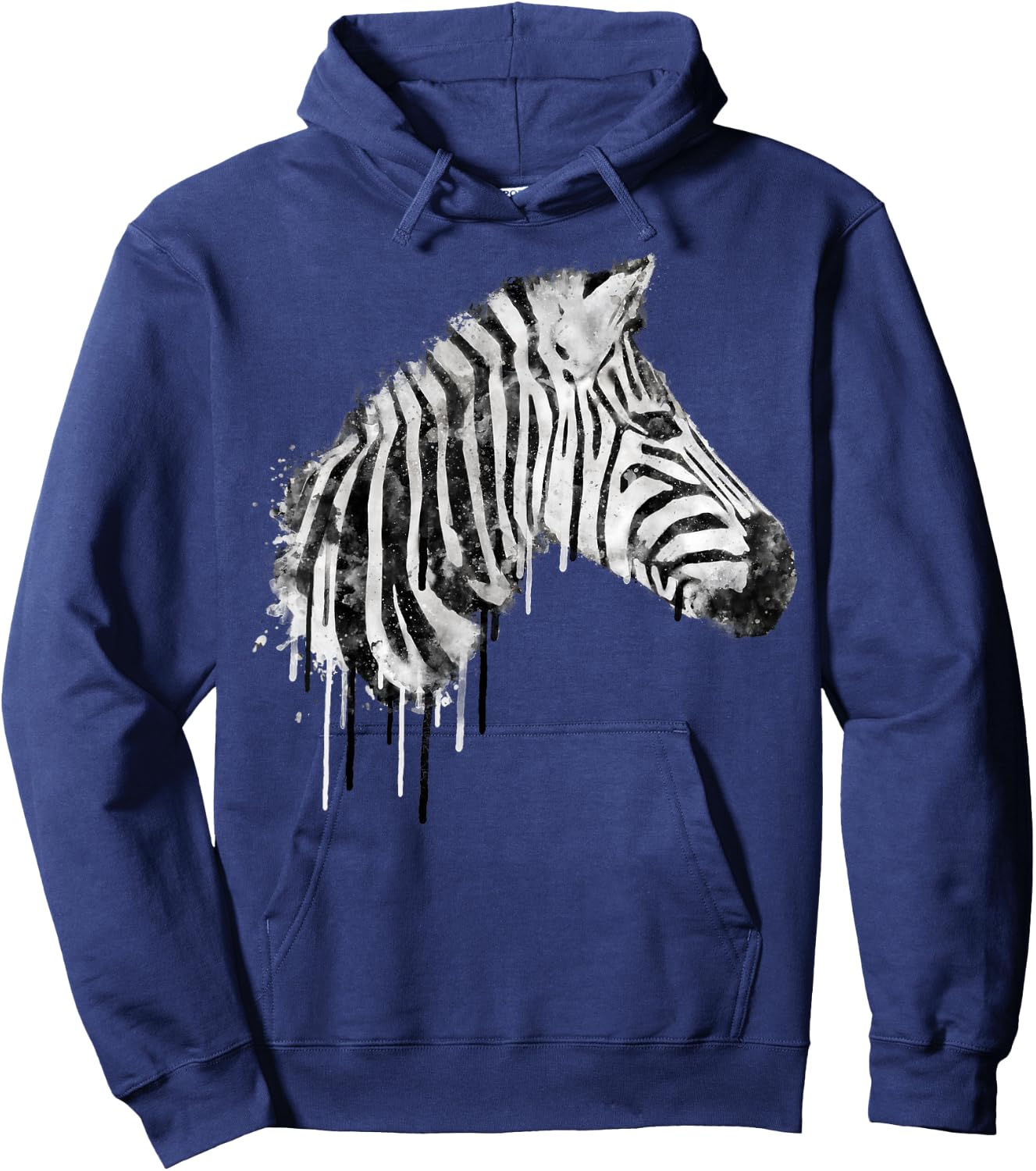 Zebra Watercolor Artistic Horse Wildlife Lovers Graphic Hoodie - Hoodie | Navy