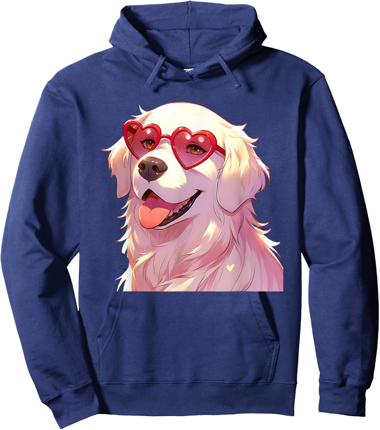 English Cream Golden Retriever Mom Gifts Heart Glasses Love Hoodie - Hoodie | Navy