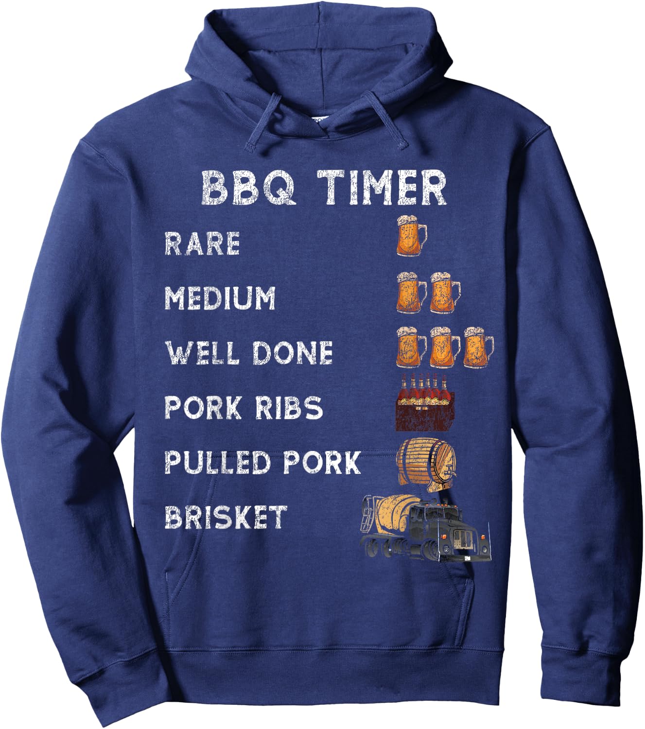 BBQ Smoker BBQ Timer Rare Pork Ribs Pulled Pork Brisket Hoodie - Hoodie | Navy