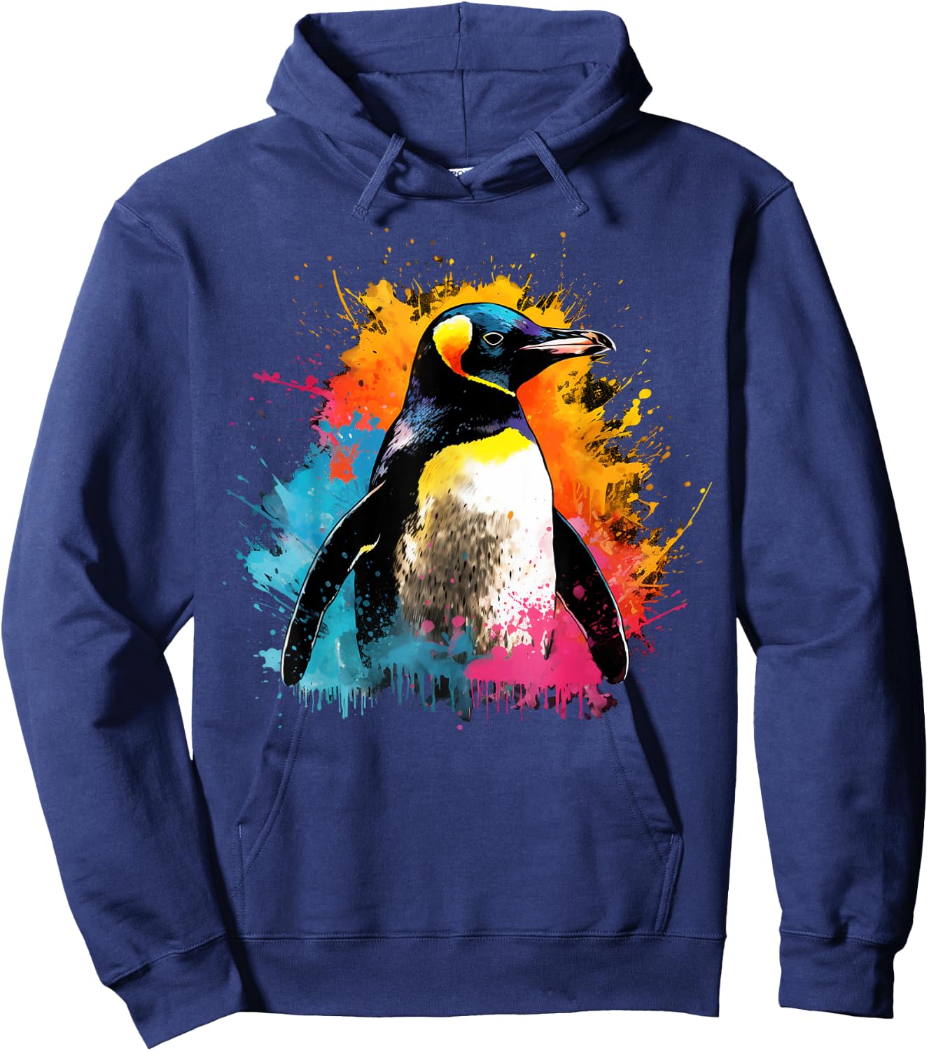 Artistic Colorful Pop Art painted Penguin Hoodie - Hoodie | Navy