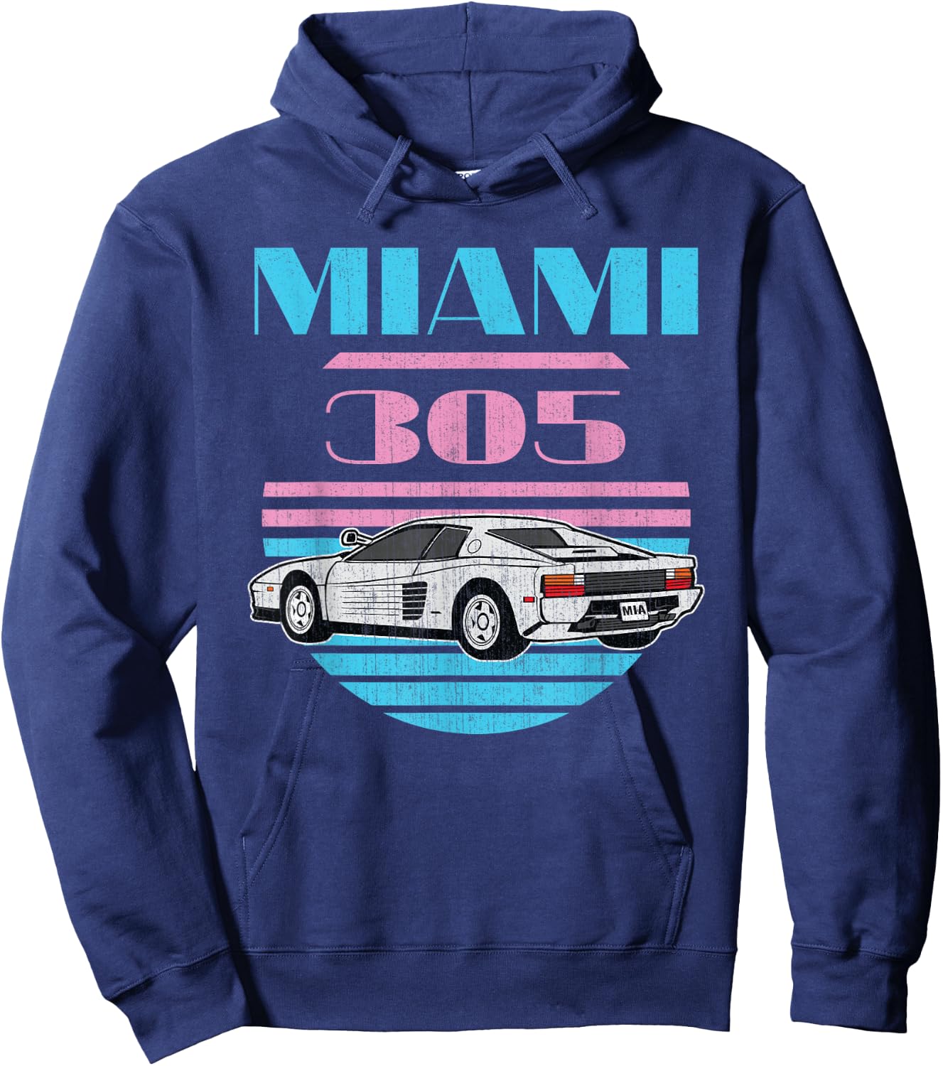 Miami 305 Vintage Florida City Beach 80s Men Women Boys Girl Hoodie - Hoodie | Navy