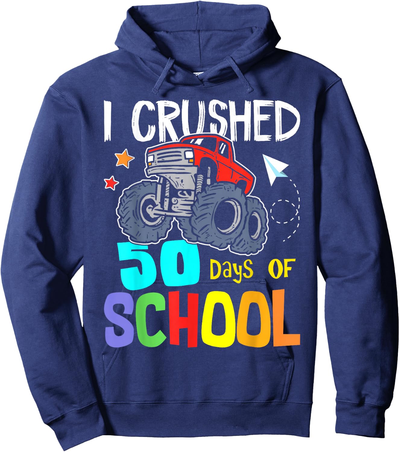 Crushing 50th Day Of School Jam truck 50 Days Of School Kids Hoodie - Hoodie | Navy