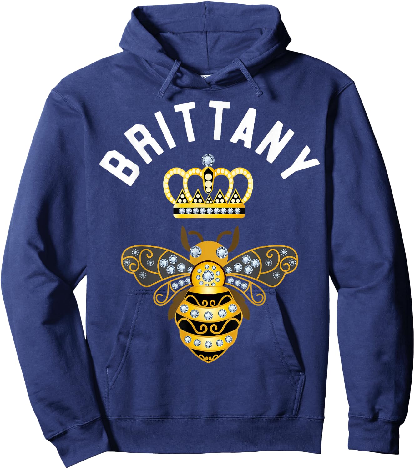Brittany Name Brittany Birthday Queen Crown Bee Brittany Hoodie - Hoodie | Navy