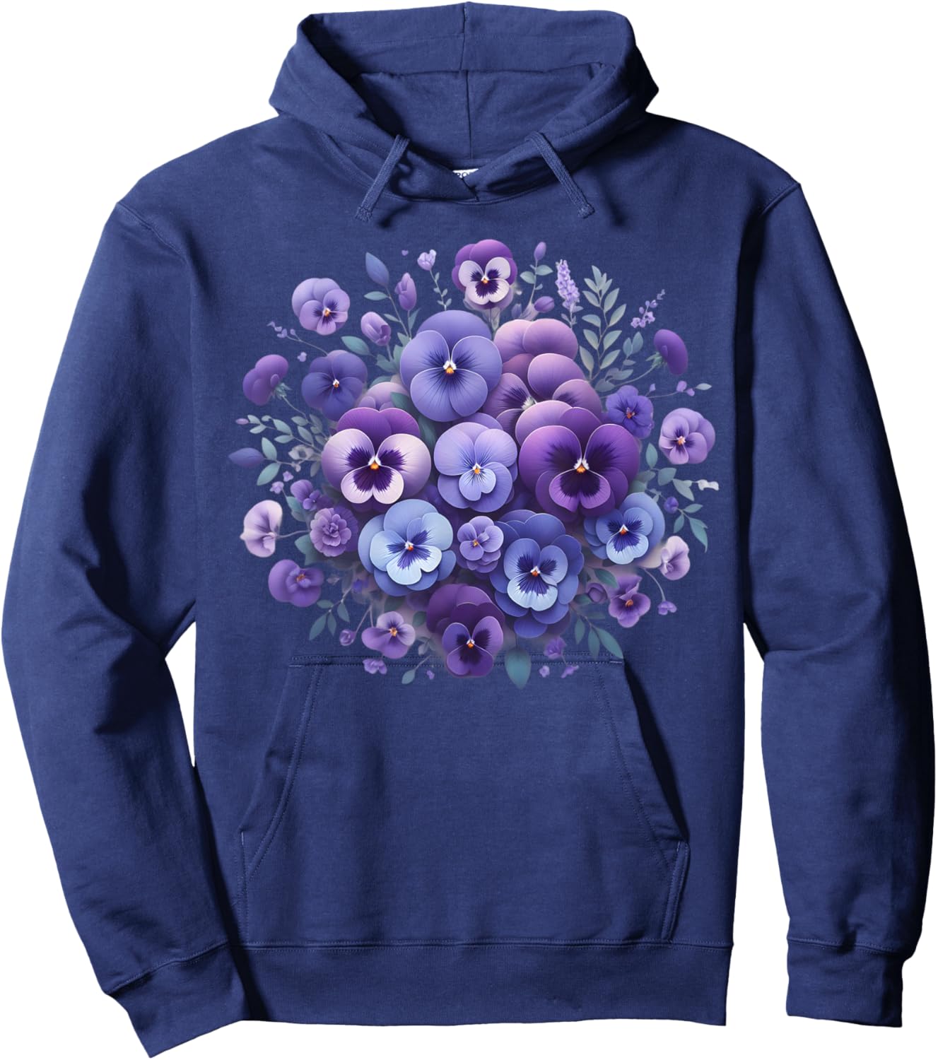 Alzheimer Purple Floral Pansy Dementia Alzheimer's Awareness Hoodie - Hoodie | Navy