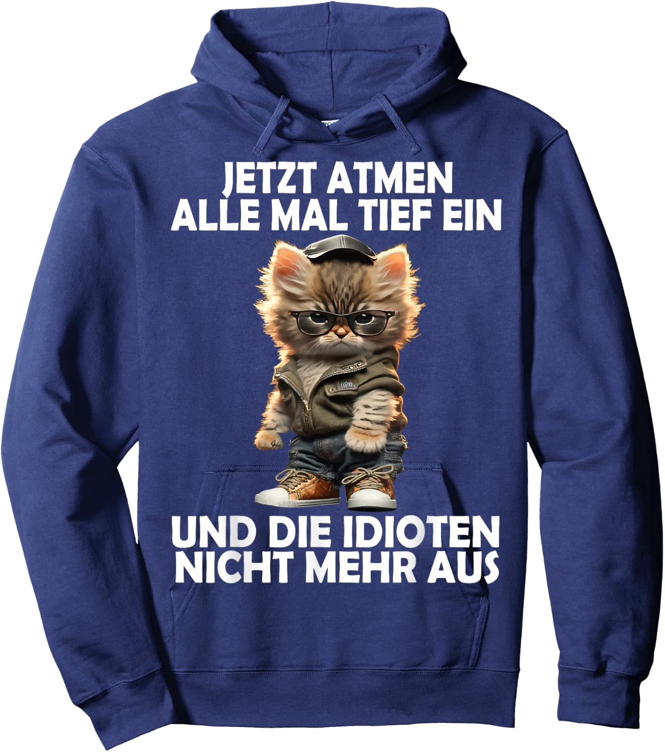 Now Breathe All Deep A Cat Funny Men Women Cats , black Hoodie - Hoodie | Navy