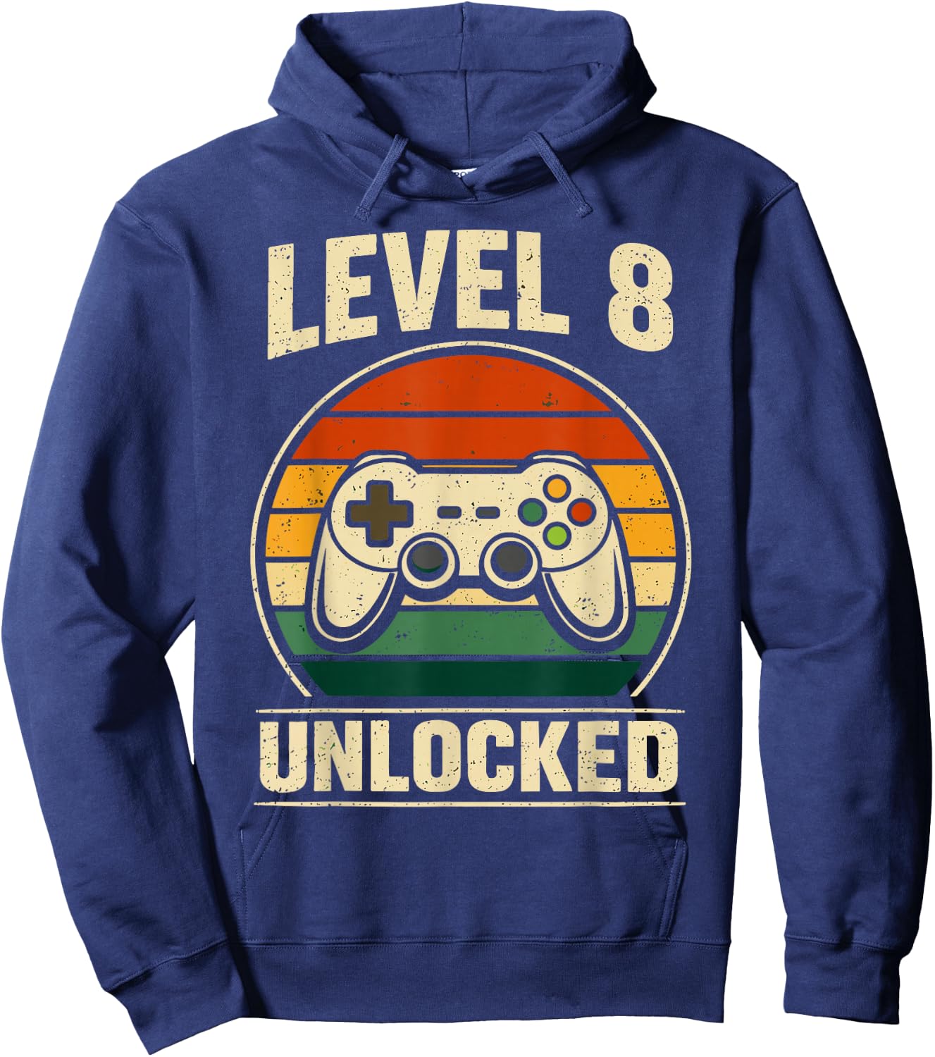 8th Birthday Level 8 Unlocked Gamer Gaming Eight Birthday Hoodie - Hoodie | Navy