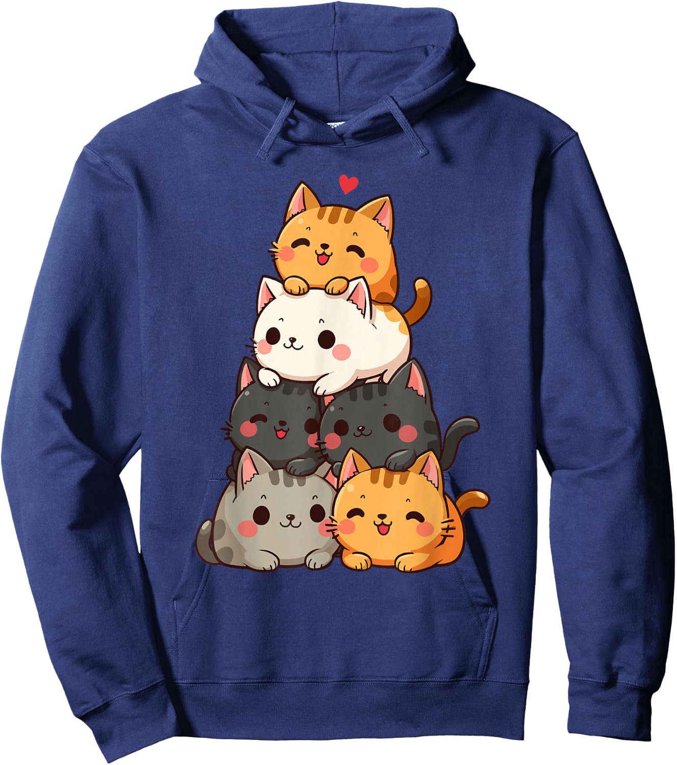 Cute Cats and Kittens, Cat Lovers, Kids Anime Kawaii Cat Hoodie - Hoodie | Navy