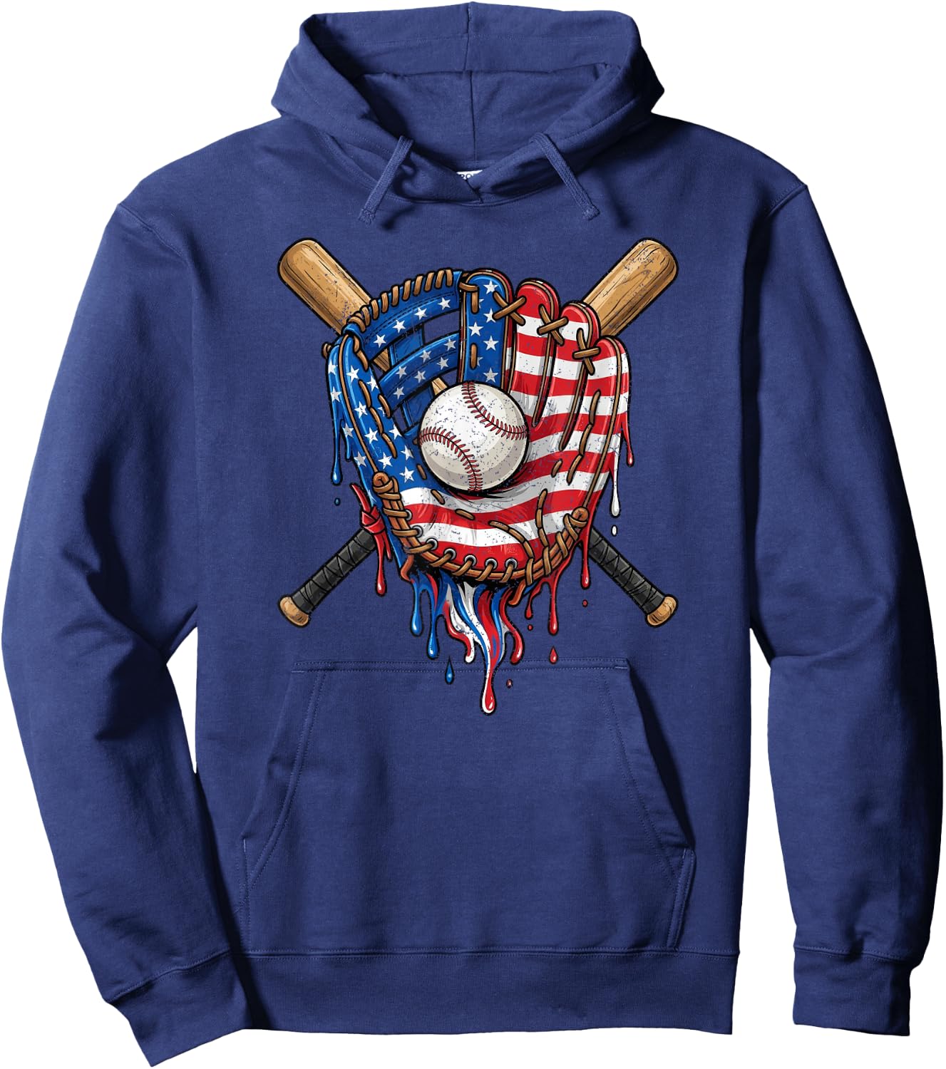 American Flag Baseball Glove Drip Hoodie - Hoodie | Navy