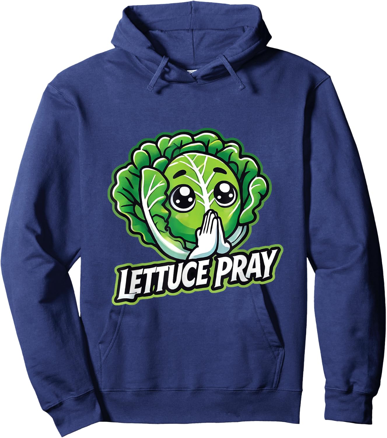 Lettuce Pray Funny Christian Faith Pun Hoodie - Hoodie | Navy