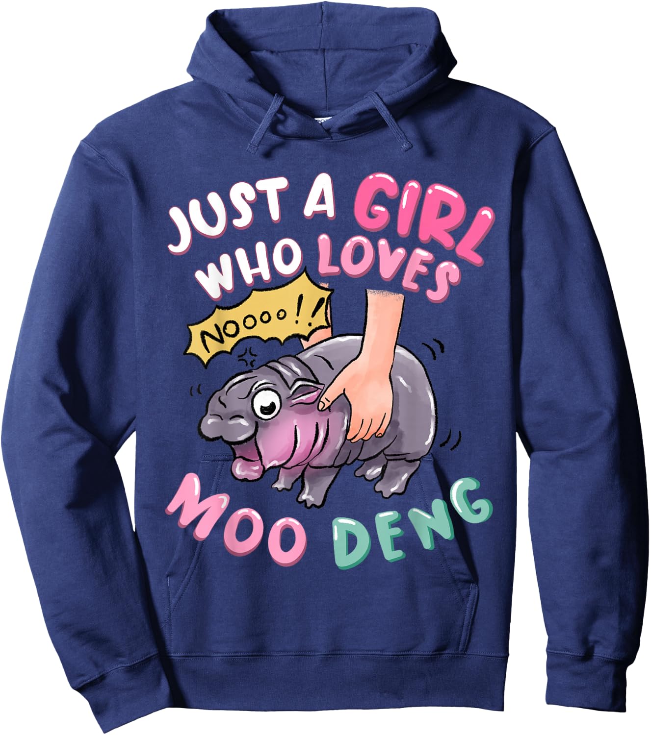 Moo Deng just a girl who loves MOODENG Cute Baby pigmy Hippo Hoodie - Hoodie | Navy