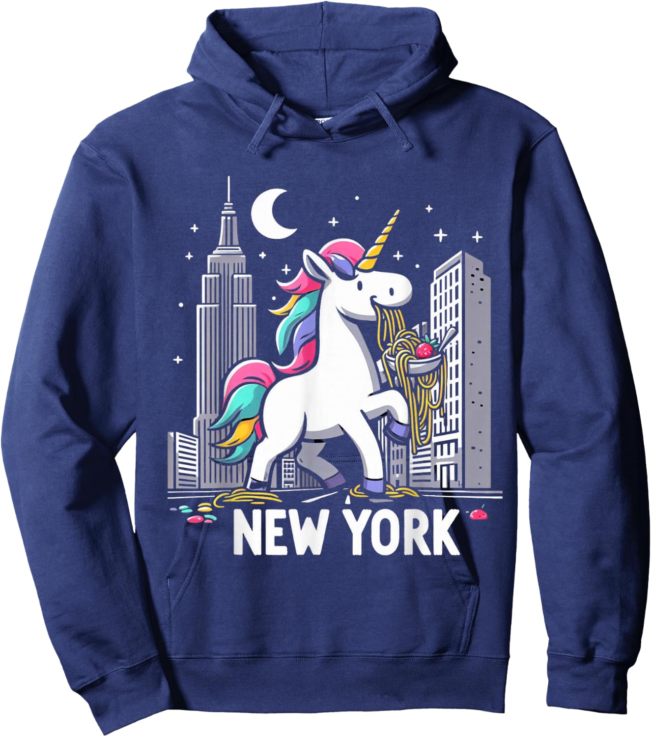 Unicorn New York Spaghetti America Boys Girls Kids Adults Hoodie - Hoodie | Navy