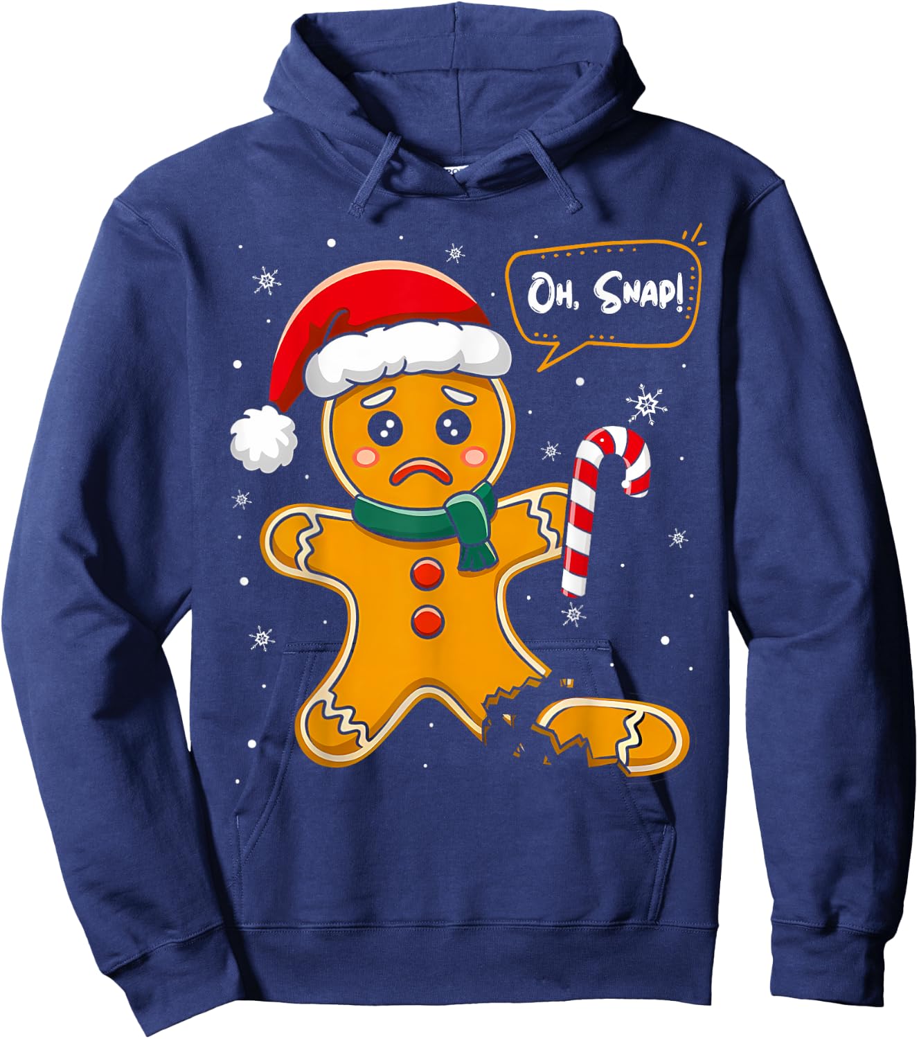 Funny Christmas Oh Snap Gingerbread Man Cookie X Mas PJs Hoodie - Hoodie | Navy