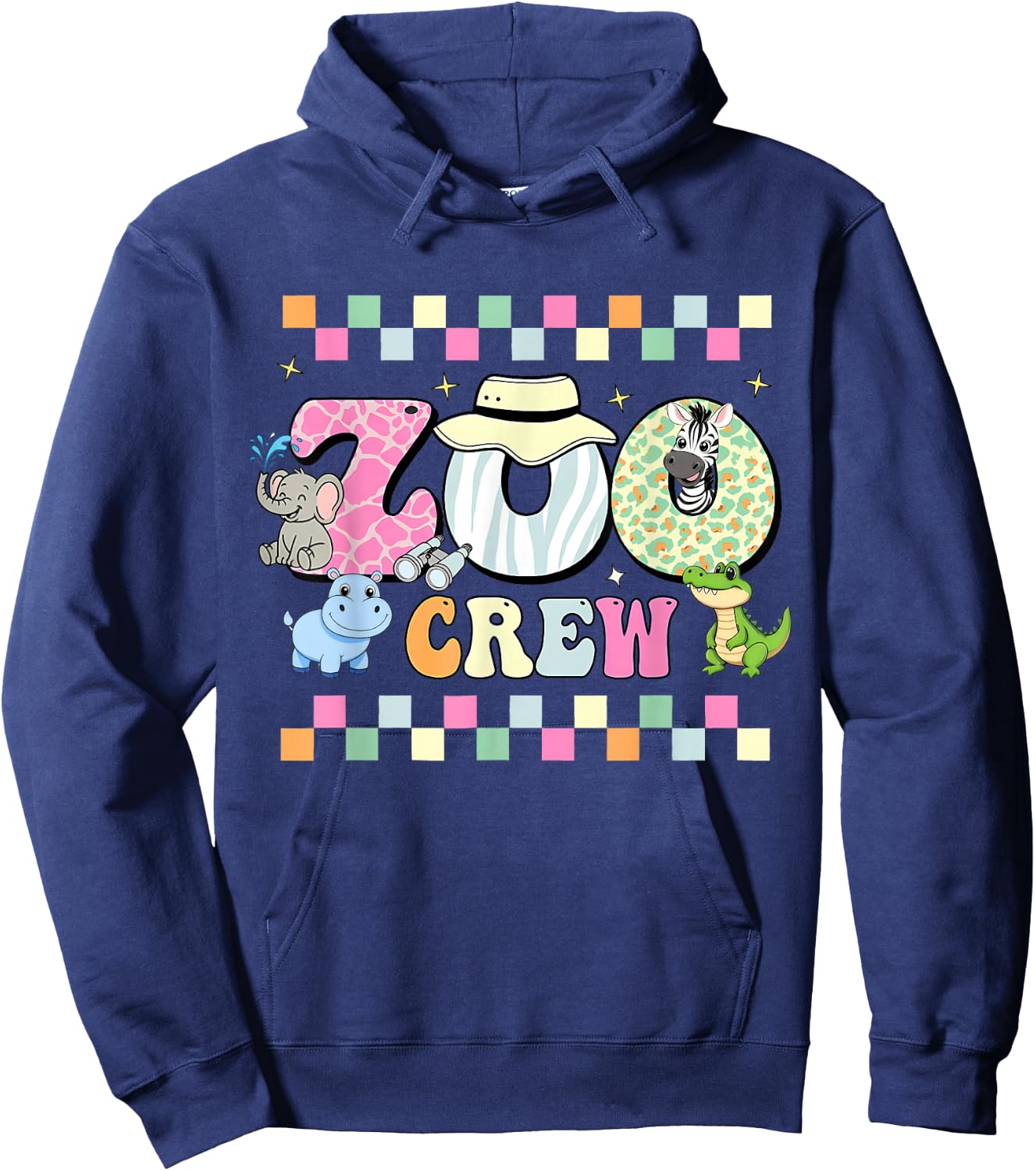 Zoo Crew Safari Wildlife Animal Zoo Keeper Matching Kids Hoodie - Hoodie | Navy