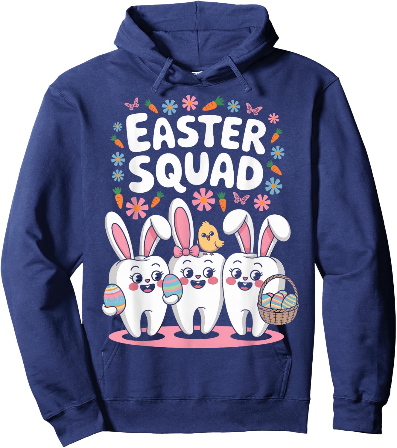 Easter Dental Squad Cute Bunny Teeth Dentist Oral Hygienist Hoodie - Hoodie | Navy