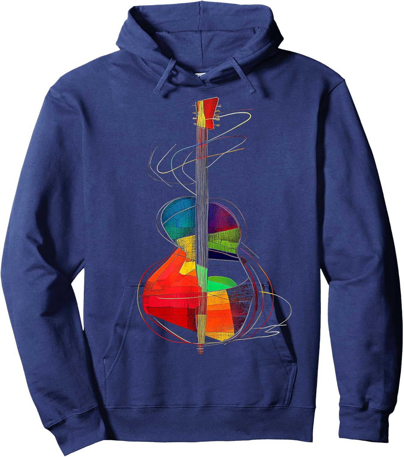 Guitar Musical Instrument Illustration , black Hoodie - Hoodie | Navy