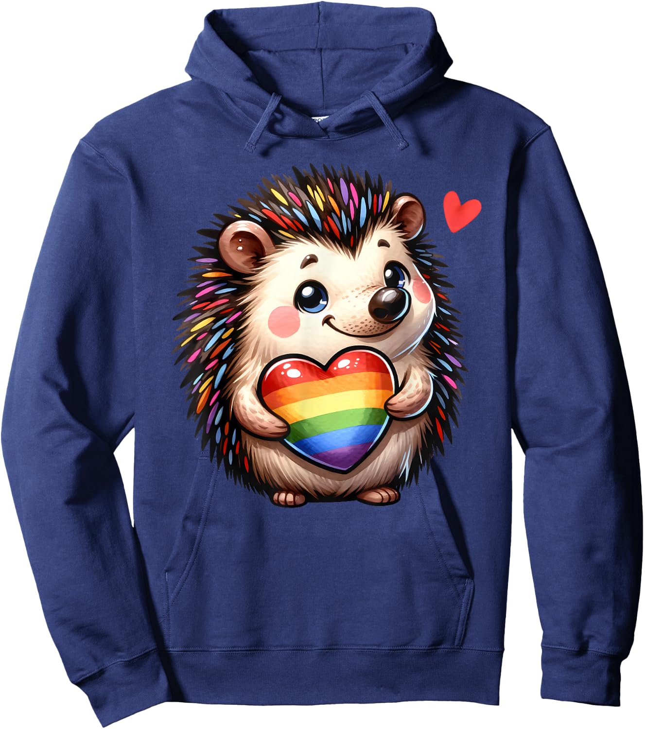Gay Pride Hedgehog Heart Rainbow Flag LGBT Women Girls Kids Hoodie - Hoodie | Navy