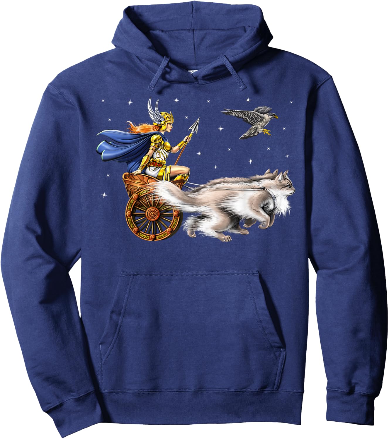 Freya Norse Mythology Goddess Viking Warrior Pagan Hoodie - Hoodie | Navy