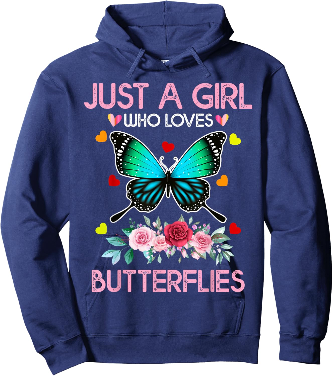 Funny Butterfly Lover Just A Girl Who Loves Butterflies Hoodie - Hoodie | Navy