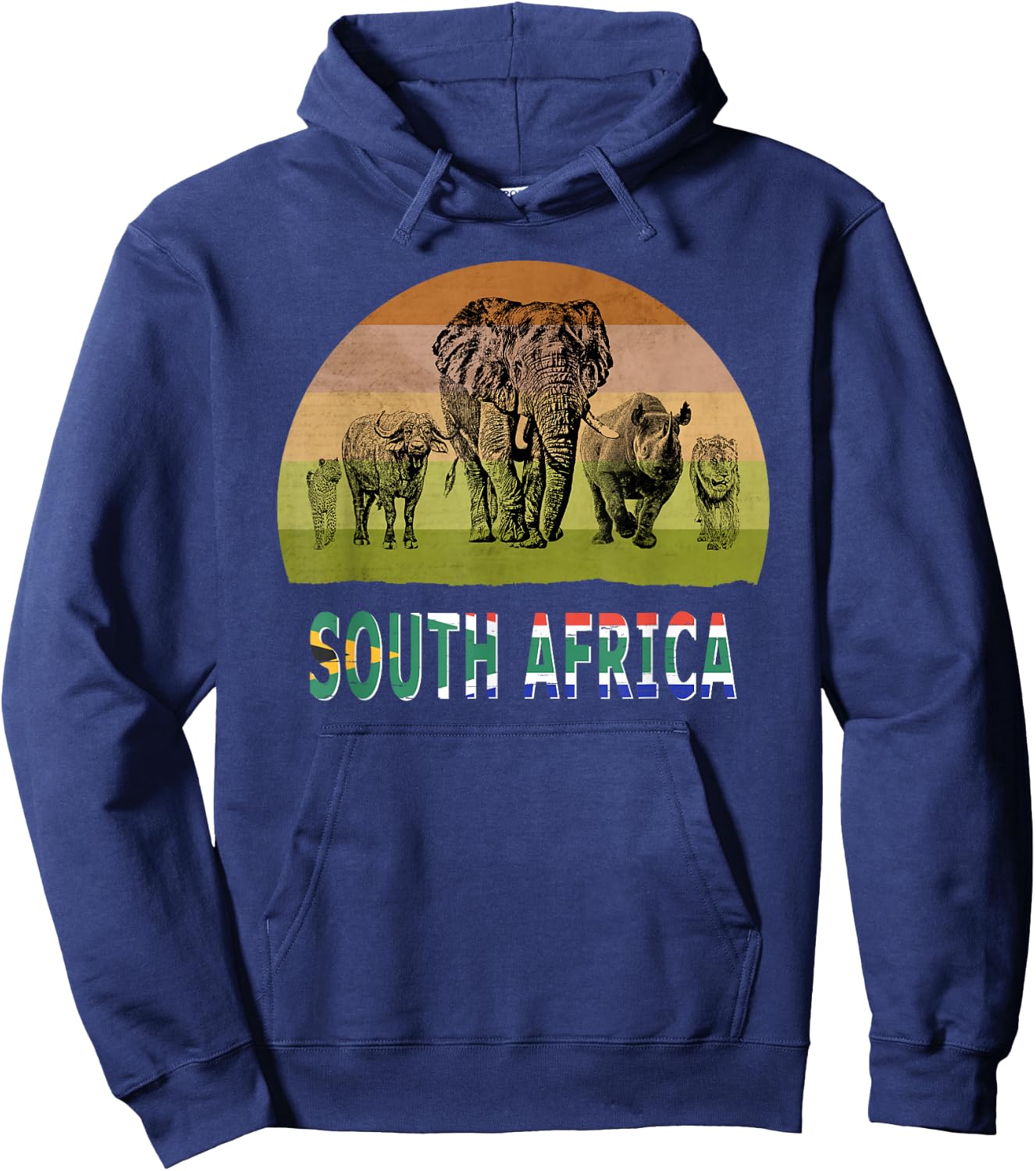 "Big Five" Retro Sunset Design for South Africa Safari Hoodie - Hoodie | Navy