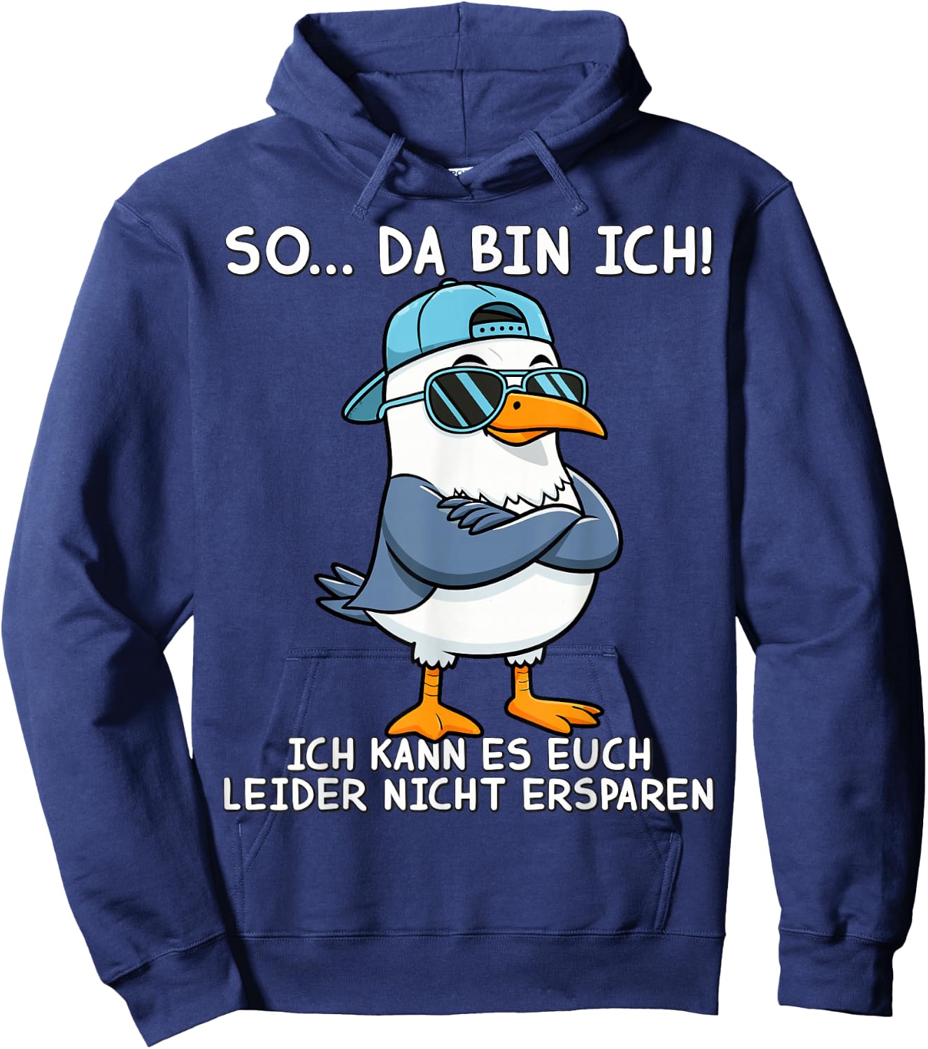 Funny Sprüch Lustige Männer Damen Möwe So Da Bin Ich Hoodie - Hoodie | Navy
