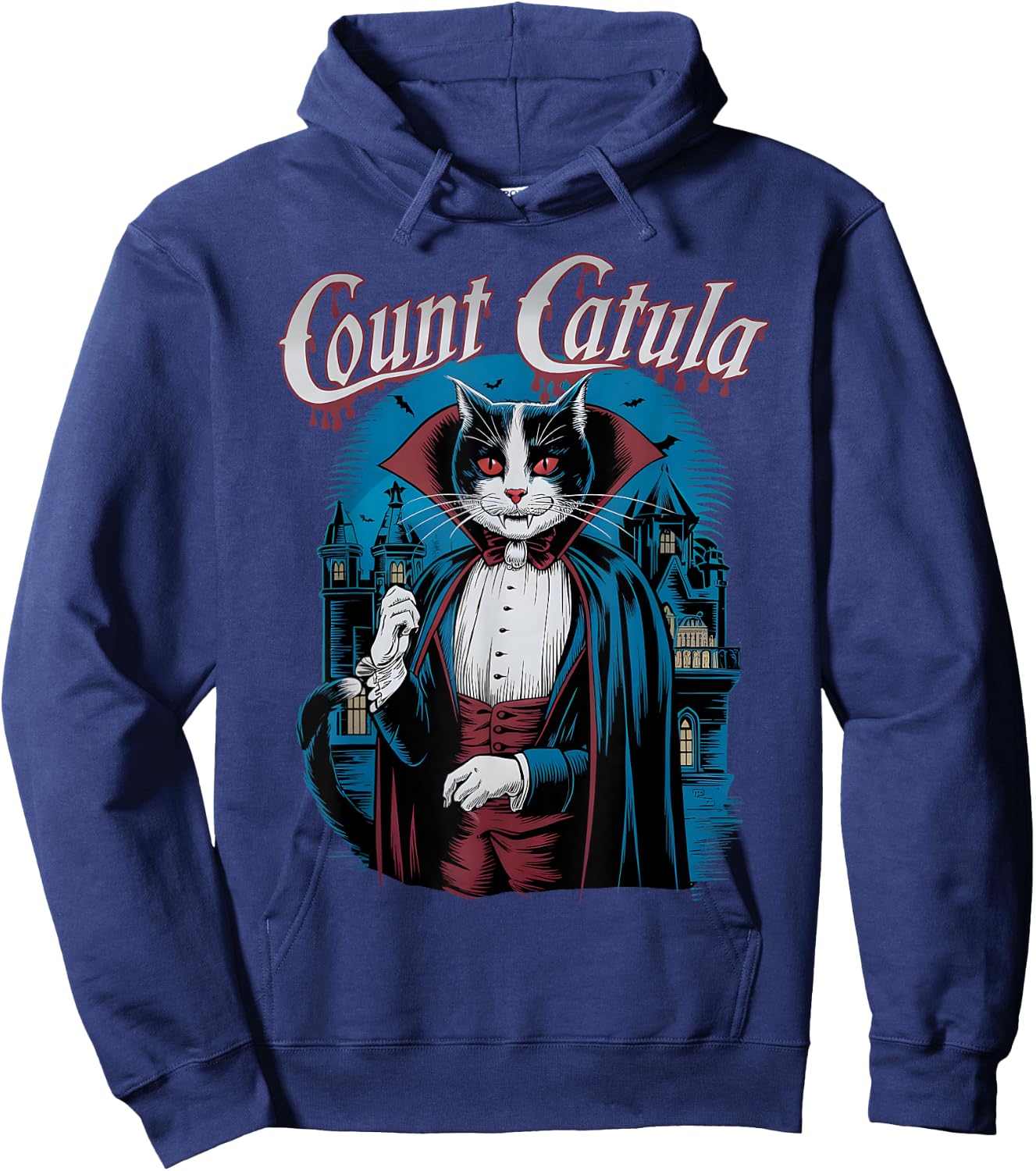 Count Catula Dracula Spooky Horror Vampire Cat Halloween Hoodie - Hoodie | Navy