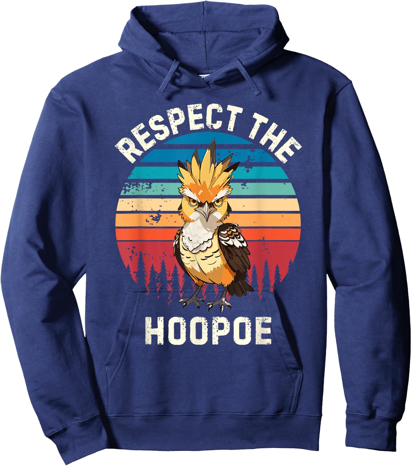 Retro Respect The Hoopoe Bird Vintage Hoopoe Bird Lover , Black, S Hoodie - Hoodie | Navy