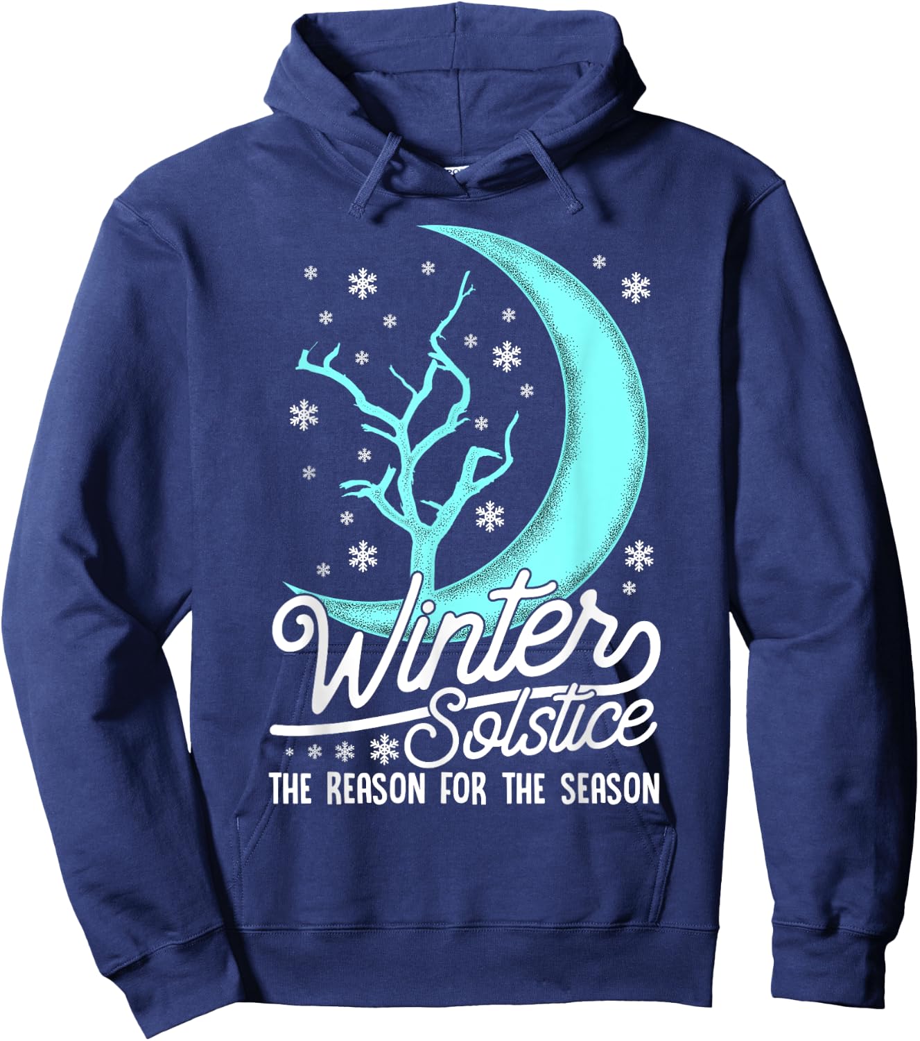 Winter Solstice Solar Event Half Way Thru Winter Snow & Moon Hoodie - Hoodie | Navy