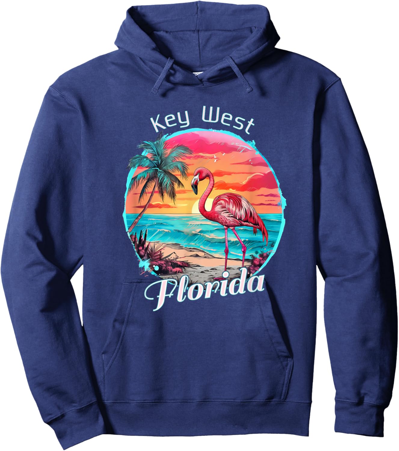 Key West Florida Beach Flamingo Tropical Souvenir Hoodie - Hoodie | Navy