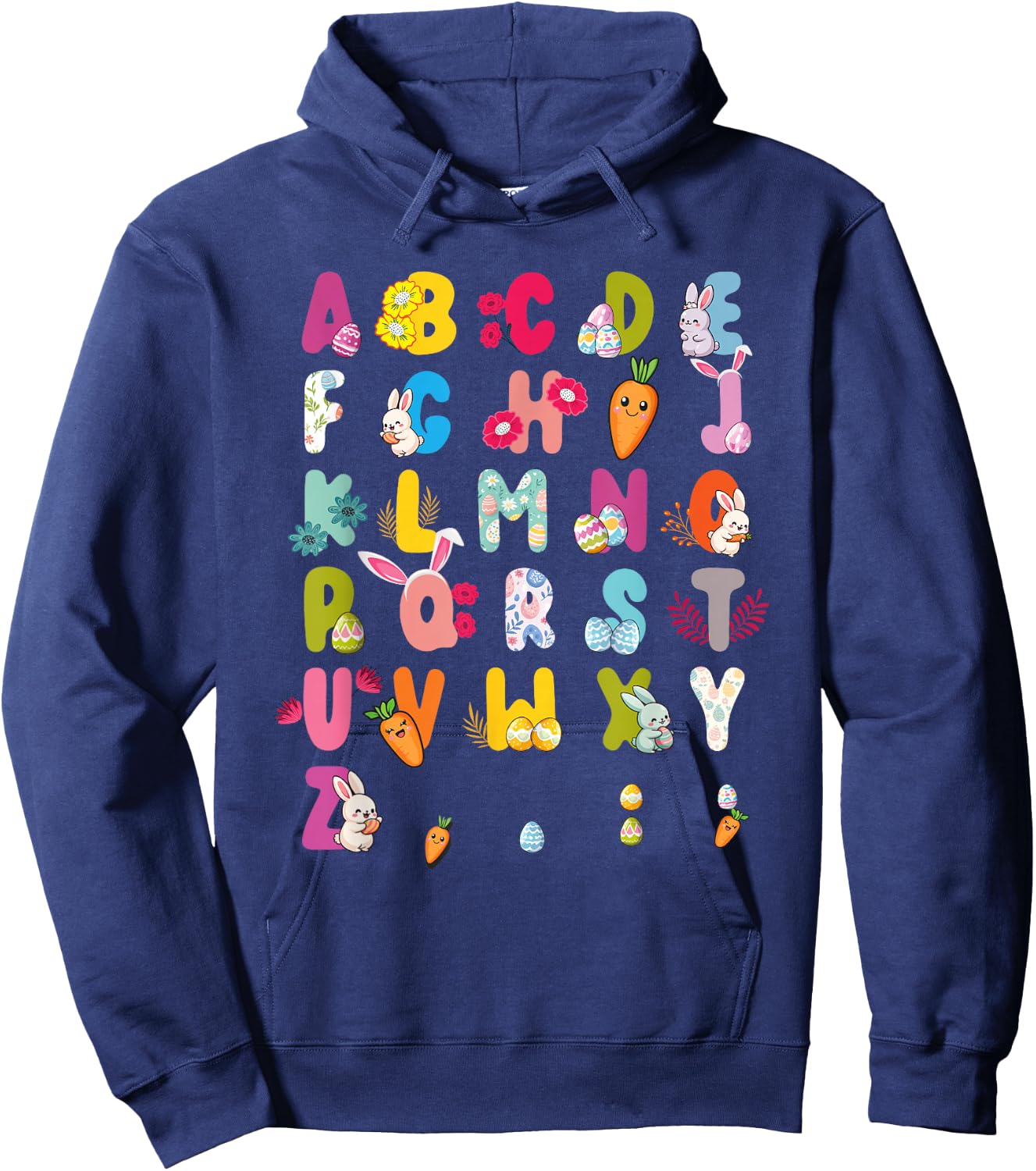 Easter Alphabet Easter Egg Easter Bunny 2025 Kids Hoodie - Hoodie | Navy