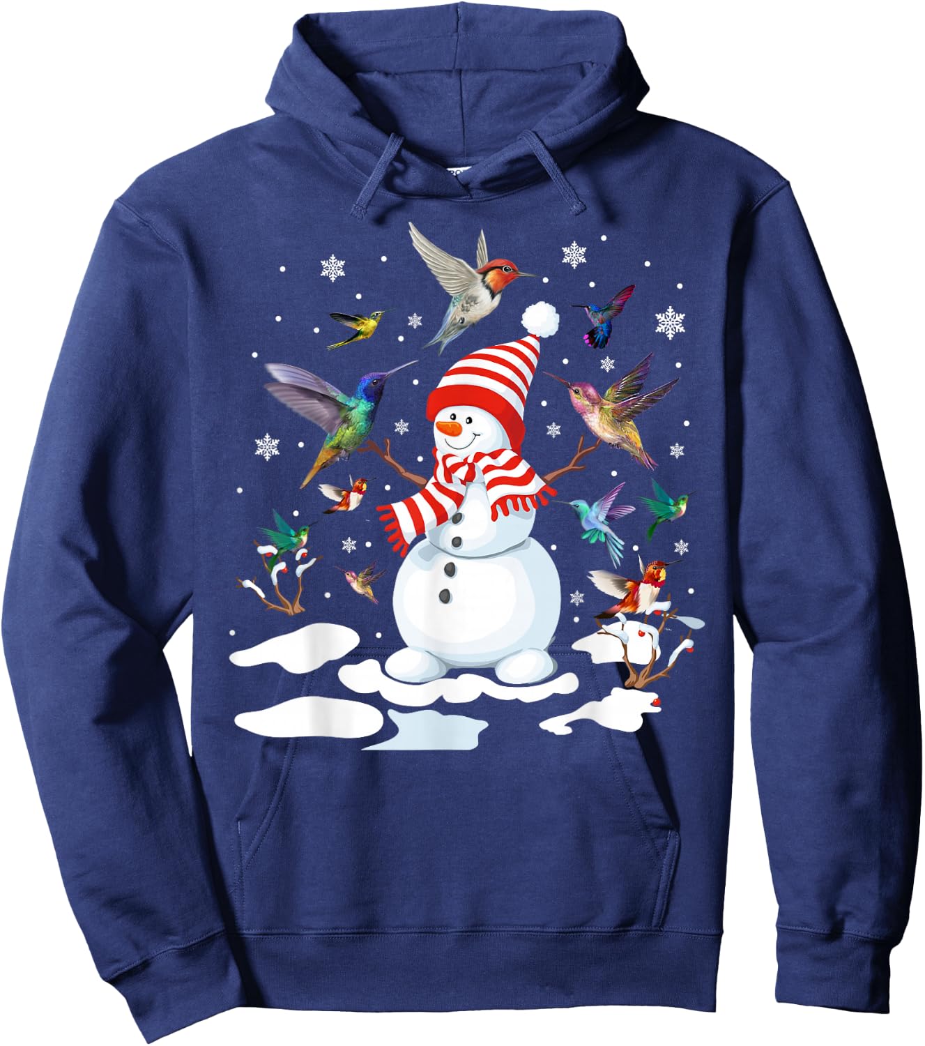 Hummingbirds Snowman Funny Christmas Animal Bird Lovers Hoodie - Hoodie | Navy