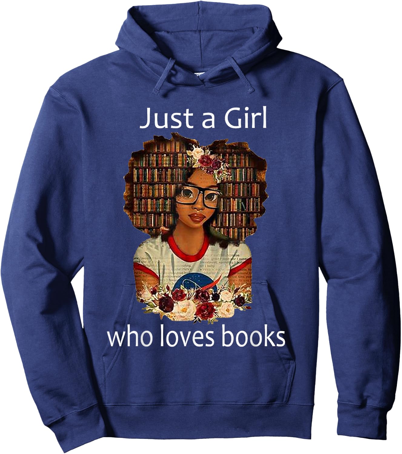 Just a Girl who loves books - African American Hoodie - Hoodie | Navy