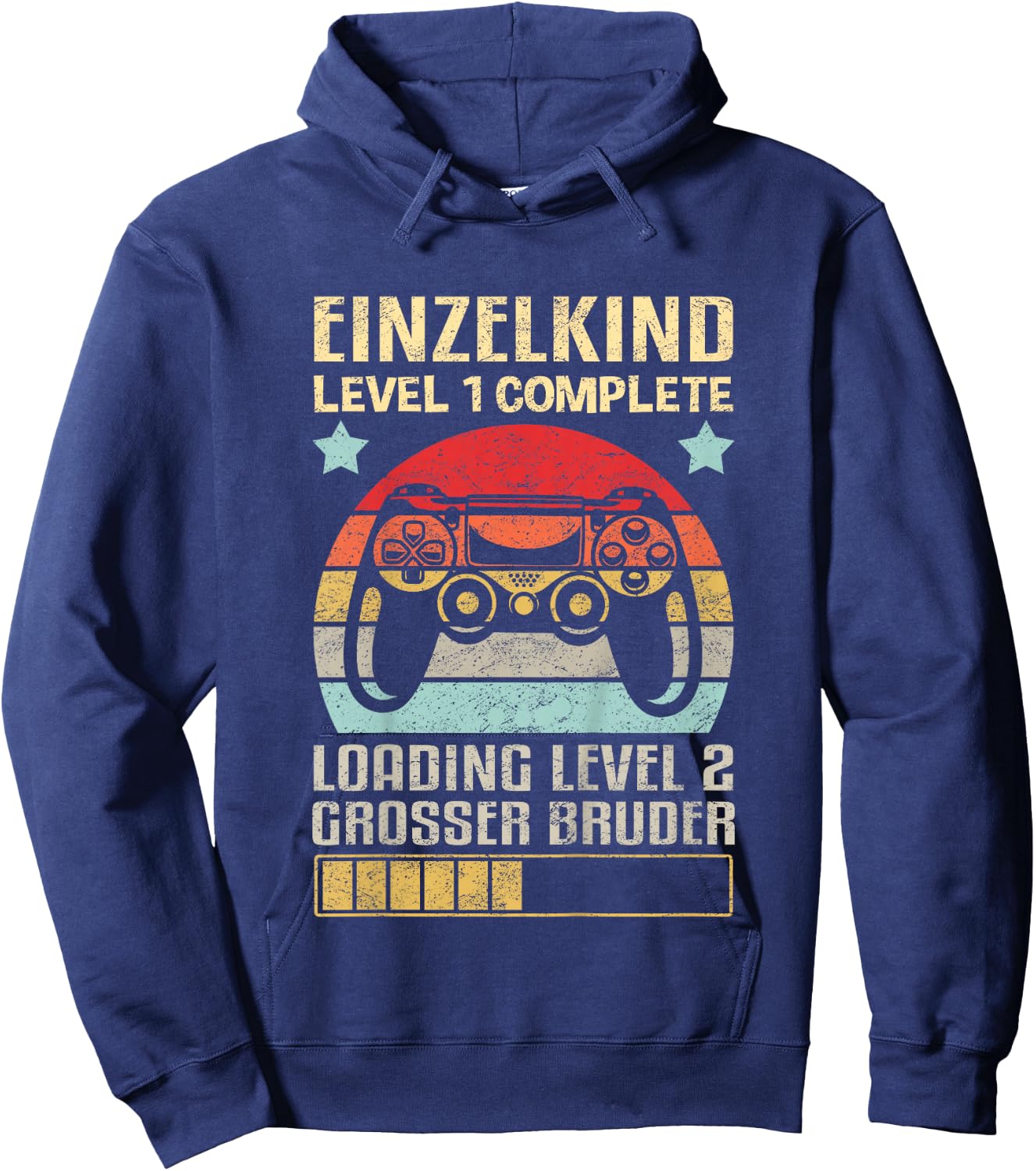 Einzelkind Level 1 Complete Loading Level 2 Grosser Bruder Hoodie - Hoodie | Navy