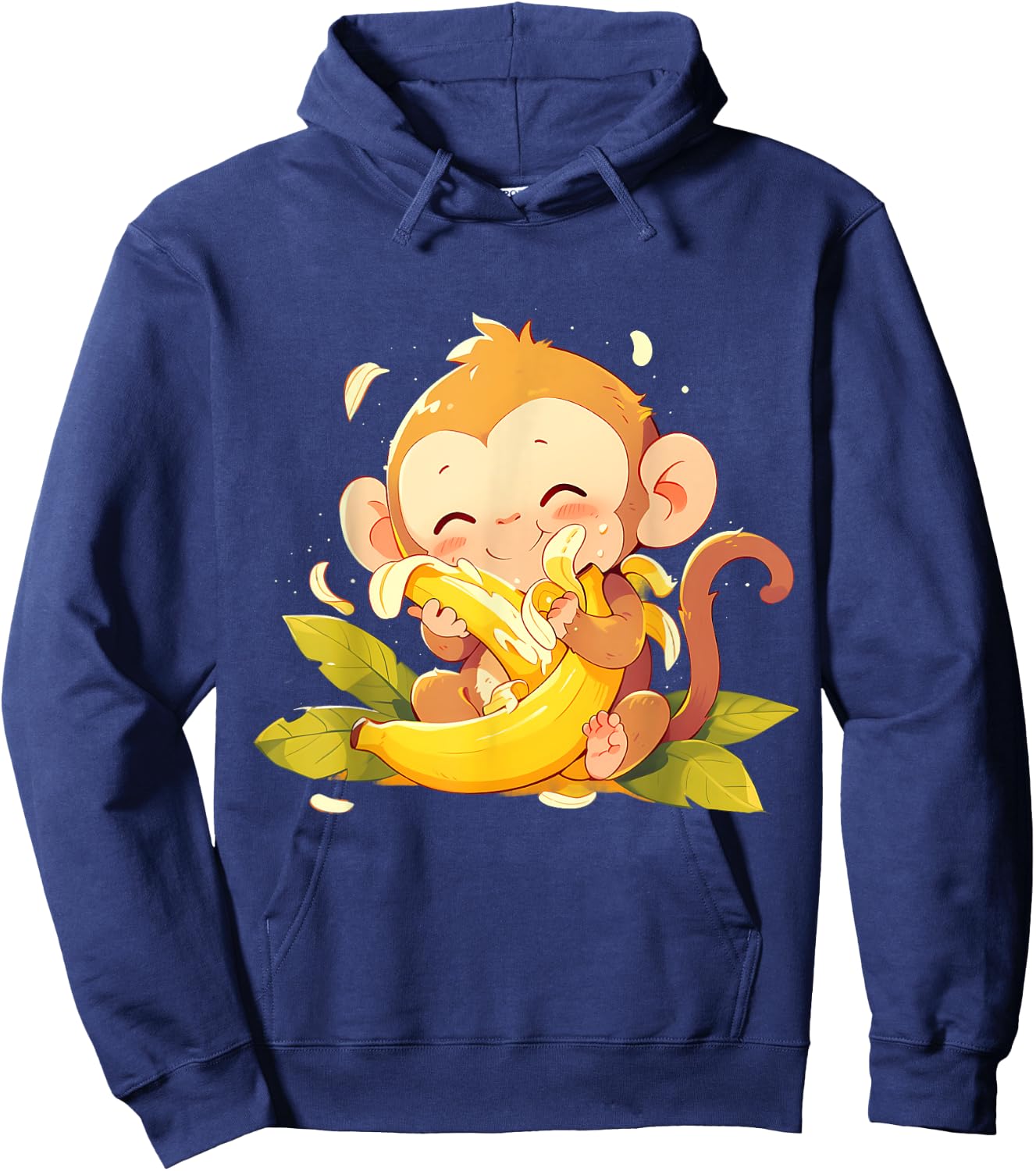 Banana Monkey Colourful Artwork Drawing Cute Monkey Hoodie - Hoodie | Navy