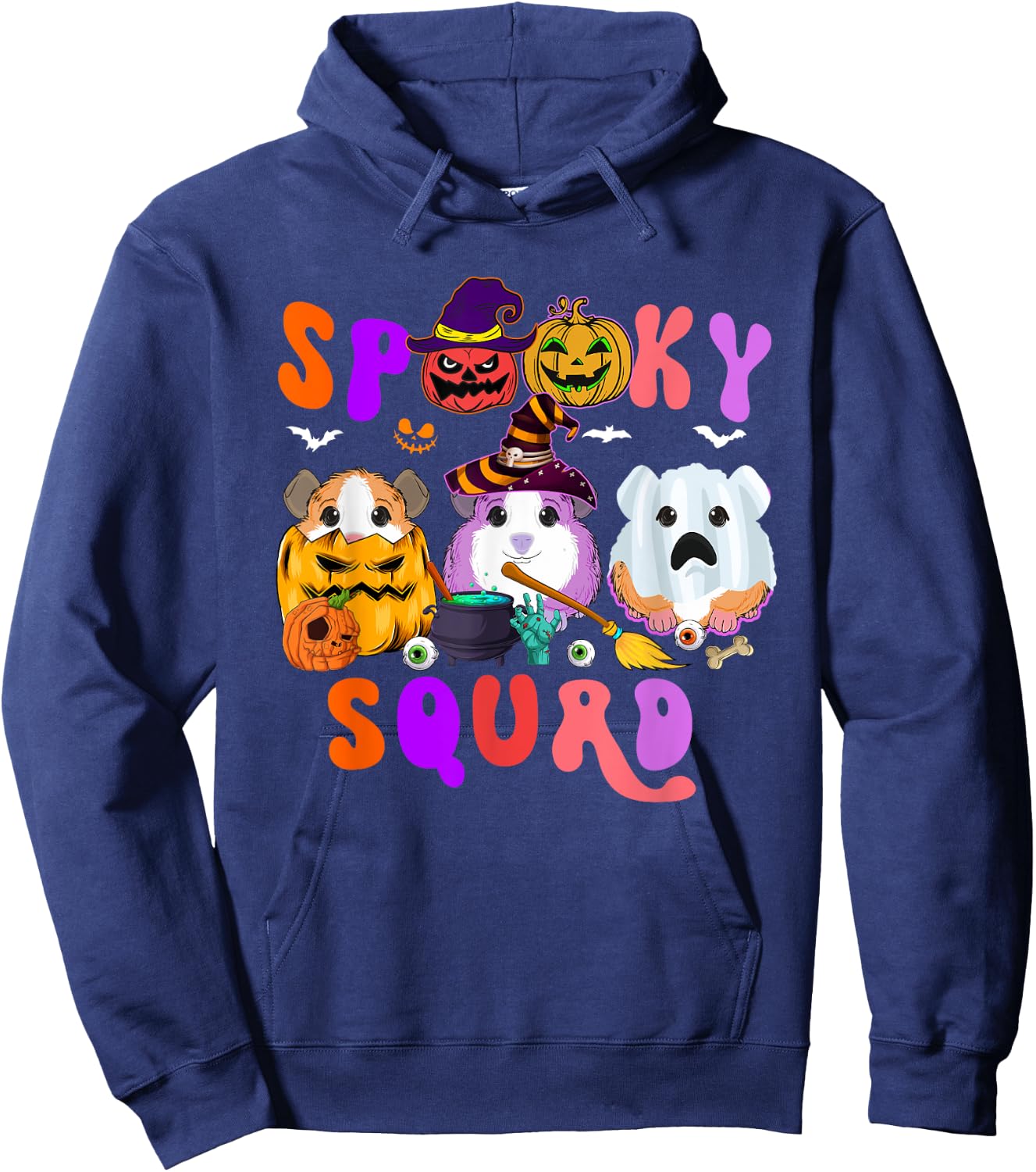 Spooky Squad Three Halloween Guinea Pigs As Witch Boo Hoodie - Hoodie | Navy