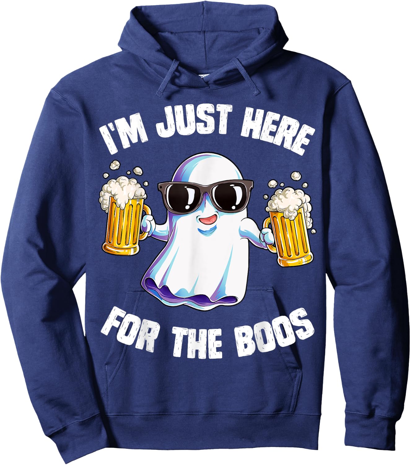 I'm Just Here For The Boos Funny Halloween Ghost Men Women Hoodie - Hoodie | Navy