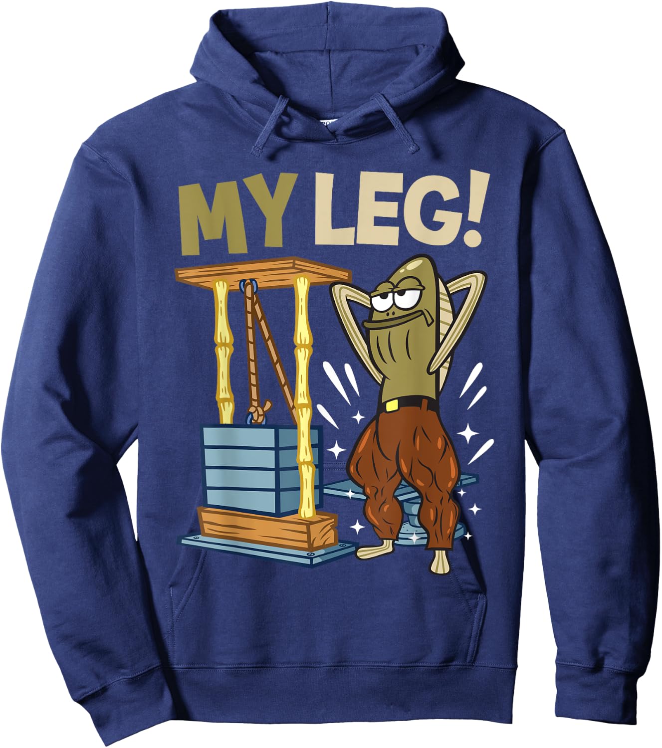 Mademark x SpongeBob SquarePants - My leg Body Building Funny SpongeBob Inside Joke Legs Day Hoodie - Hoodie | Navy