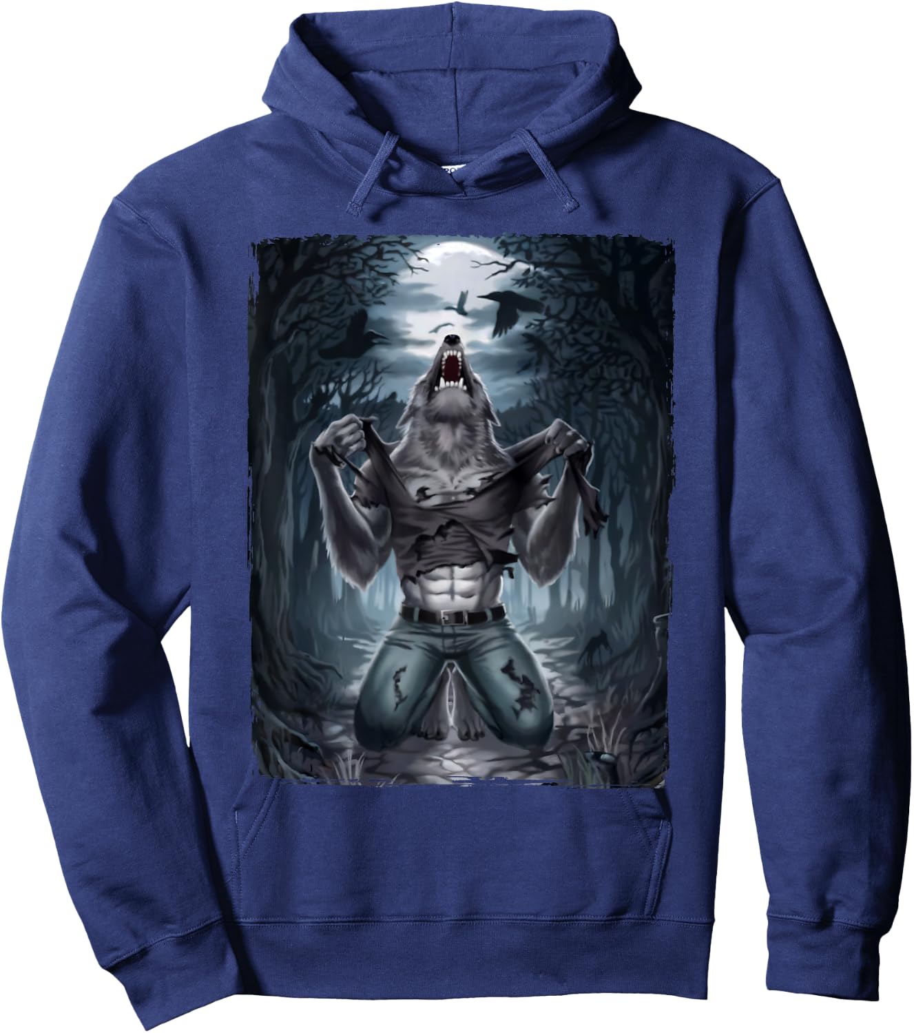 Funny Alpha Meme Werewolf Ripping Hoodie - Hoodie | Navy