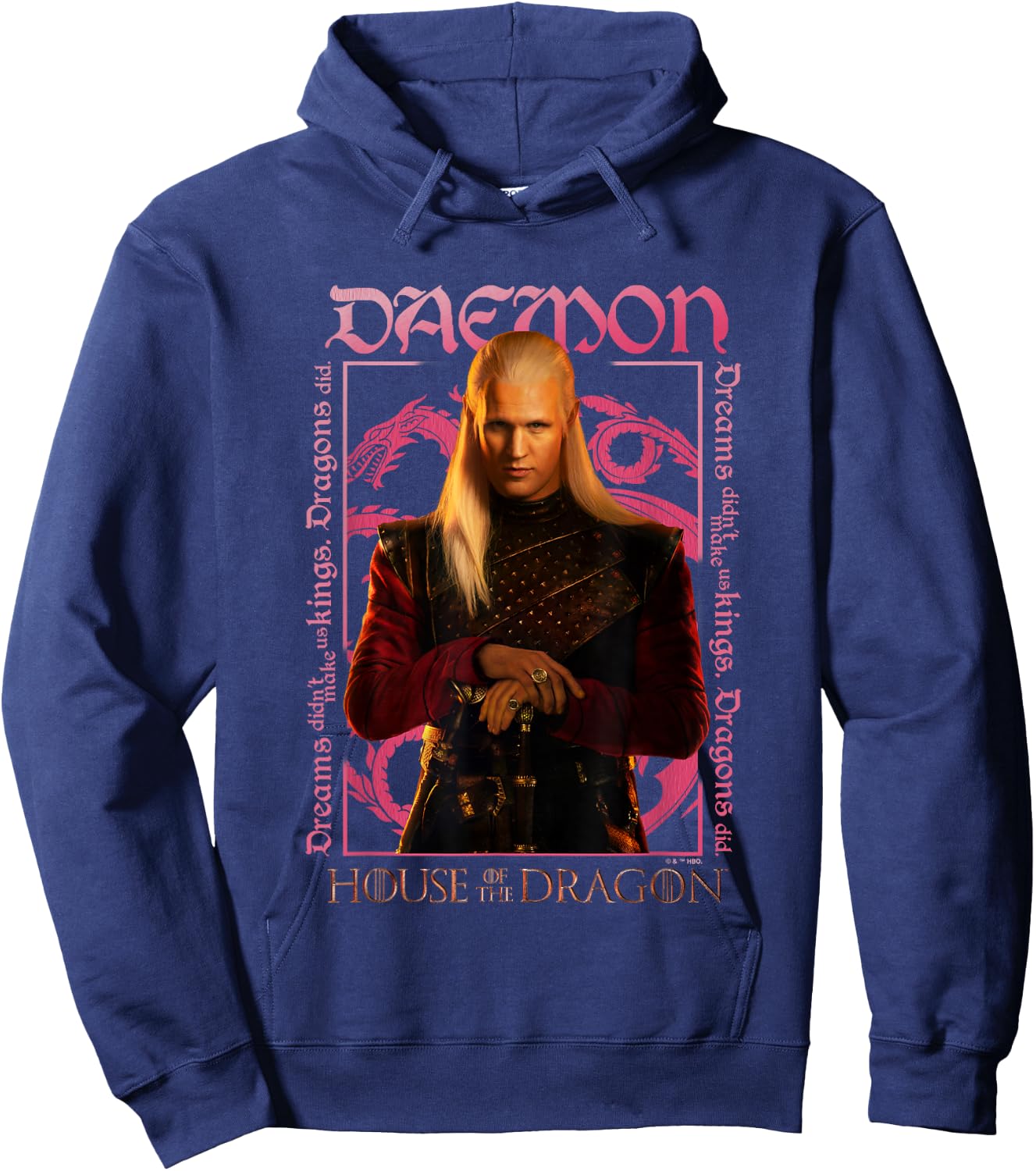 House of the Dragon Daemon Targaryen Fire And Blood Poster Hoodie - Hoodie | Navy