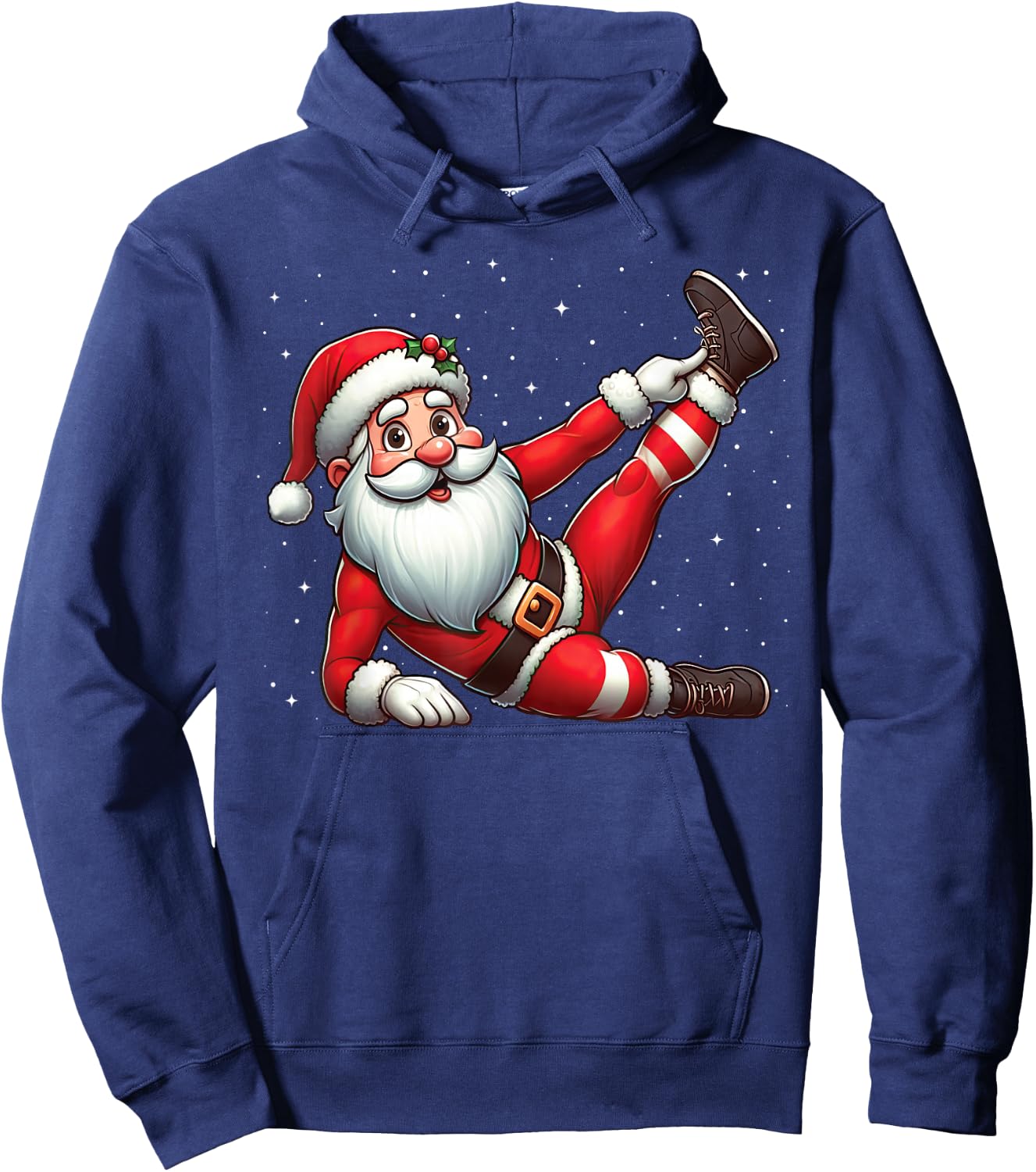 Santa Claus Exercise Gym Fitness Training Christmas Snow , Black, S Hoodie - Hoodie | Navy