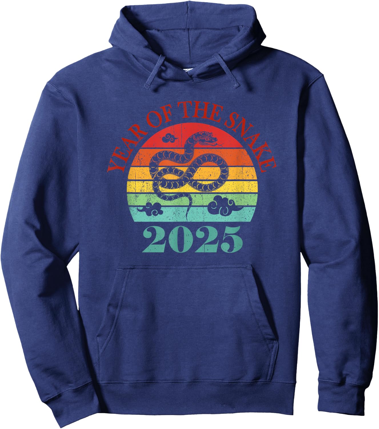 Chinese New Year 2025 Retro Vintage Year of the Snake 2025 Hoodie - Hoodie | Navy