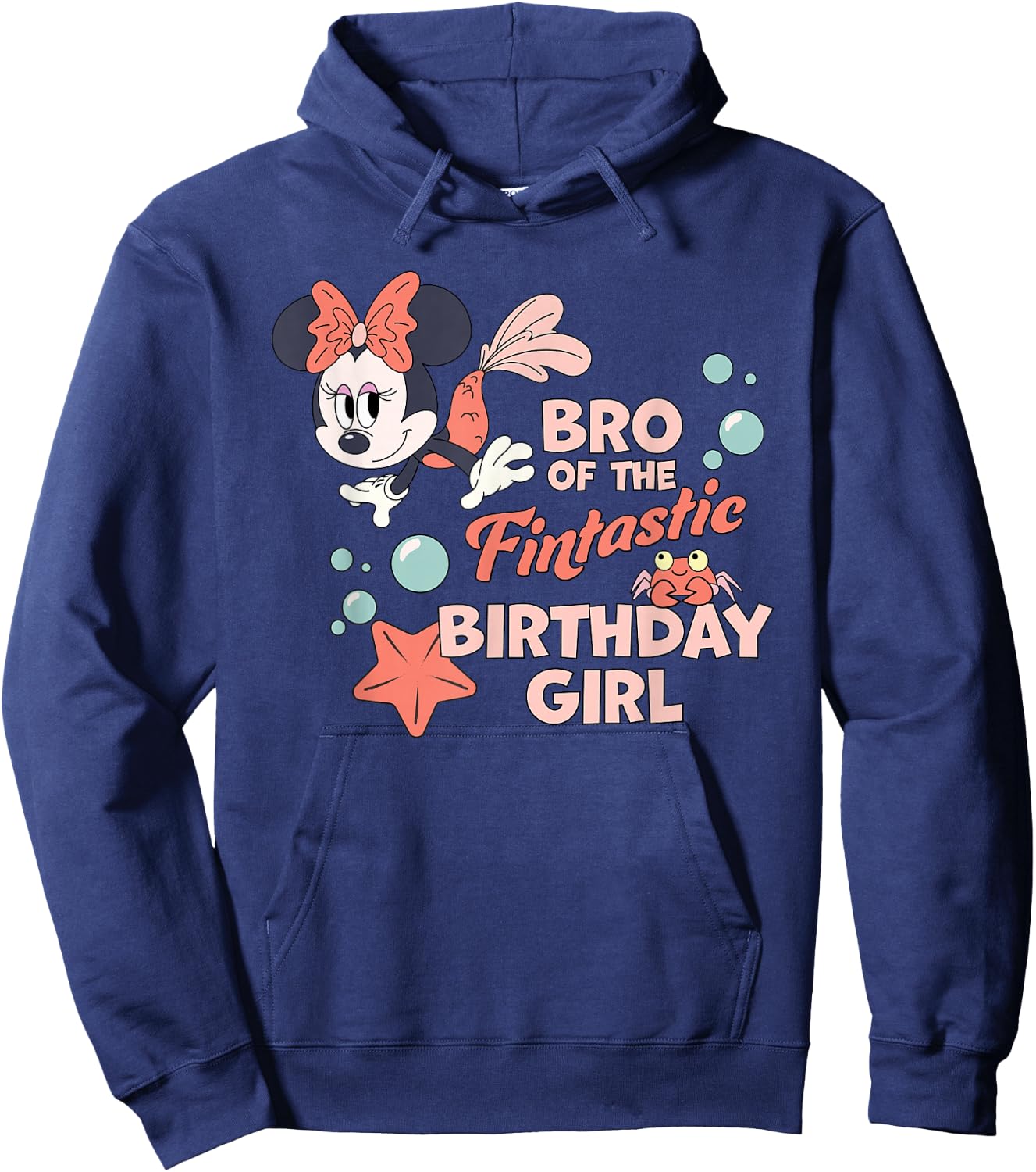 Disney Minnie Mouse Mermaid Bro of The Birthday Girl Hoodie - Hoodie | Navy