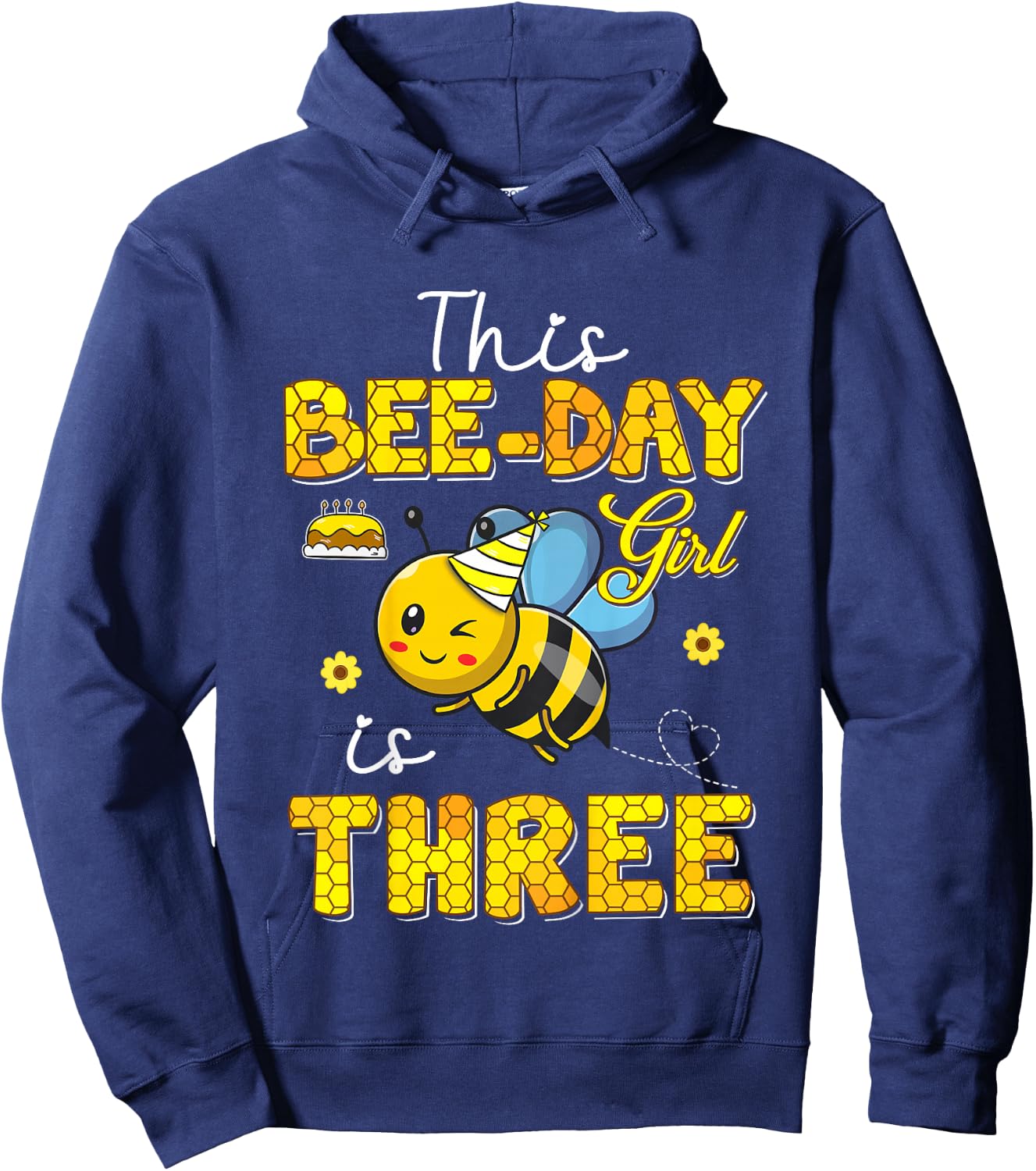 This Bee-Day Girl Is Three 3 Years Old 3rd Birthday Toddler Hoodie - Hoodie | Navy