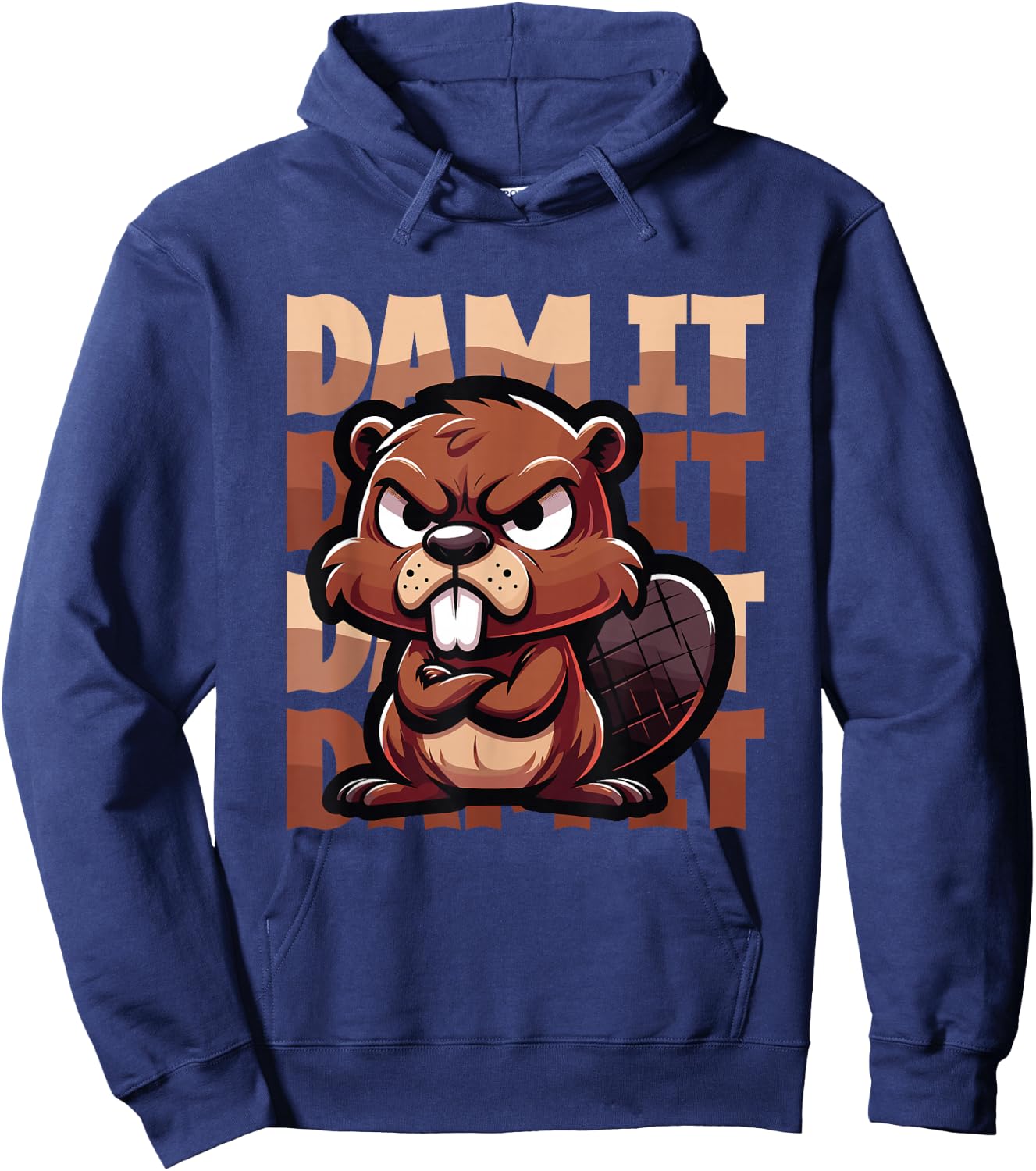 Dam It Angry Beaver Pun Hoodie - Hoodie | Navy