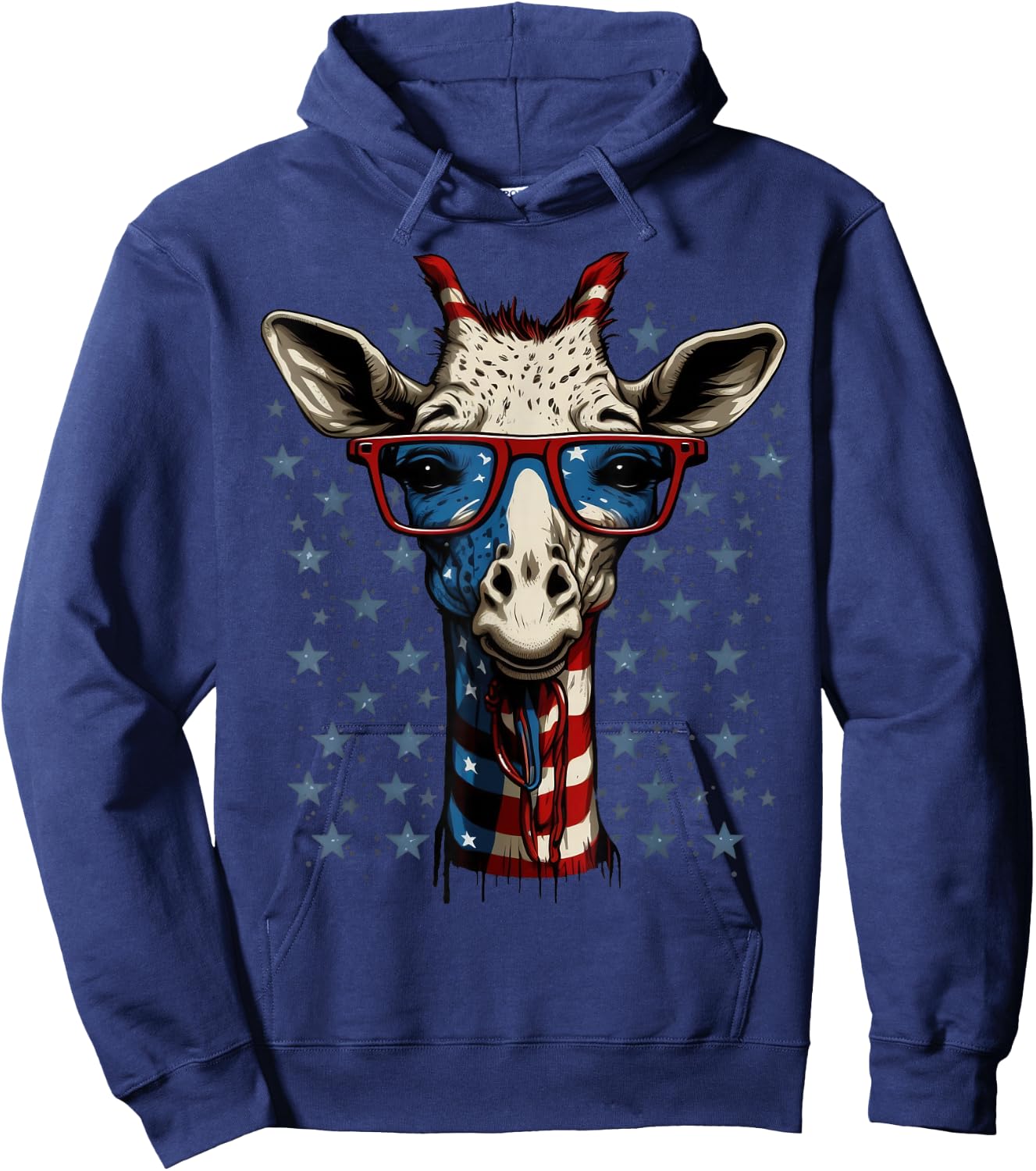USA 4th Of July Giraffe on Patriotic American Giraffe Kids Men Hoodie - Hoodie | Navy