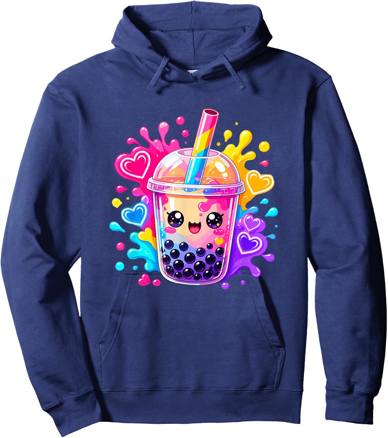 Niedliche Kawaii Boba Bubble Tea Lover Anime Herzen Hoodie - Hoodie | Navy