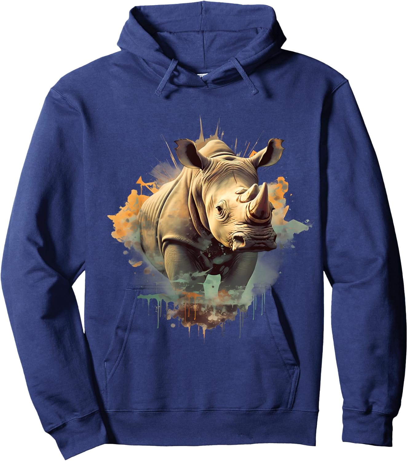 Rhino Savanna Animal Art Rhinoceros Wildlife Motif Nature Hoodie - Hoodie | Navy
