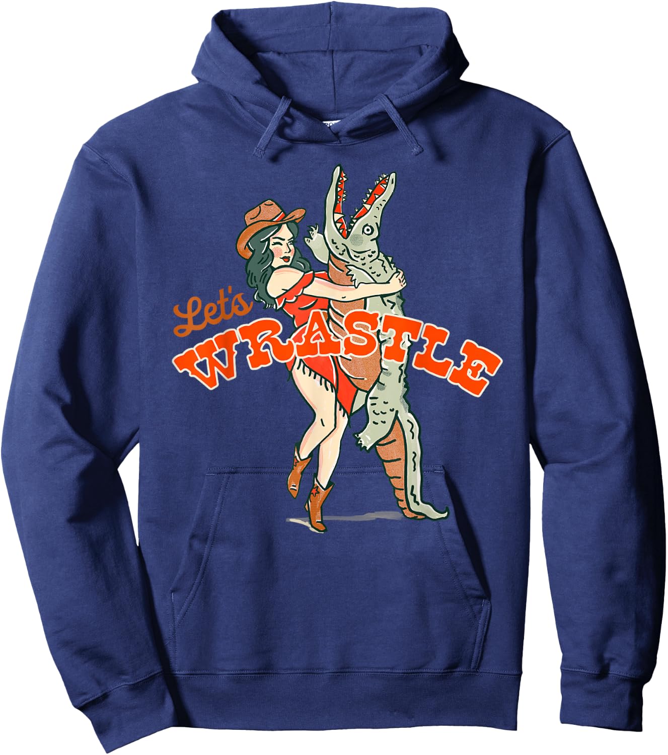 Let's Wrastle: New Orleans Bayou Cowgirl Alligator Wrestling Hoodie - Hoodie | Navy
