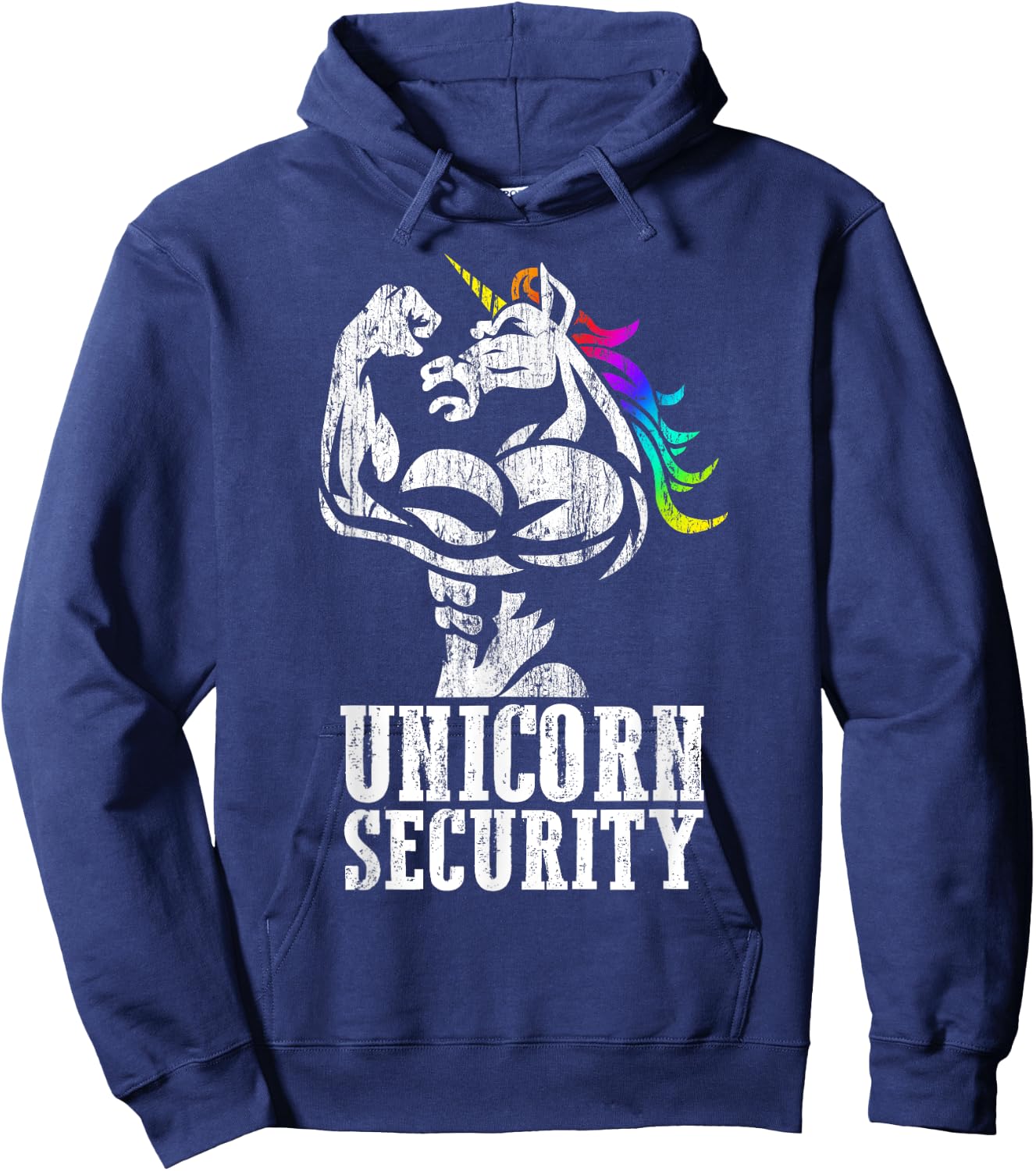 Unicorn Security Rainbow Muscle Manly Funny Christmas Gift Hoodie - Hoodie | Navy