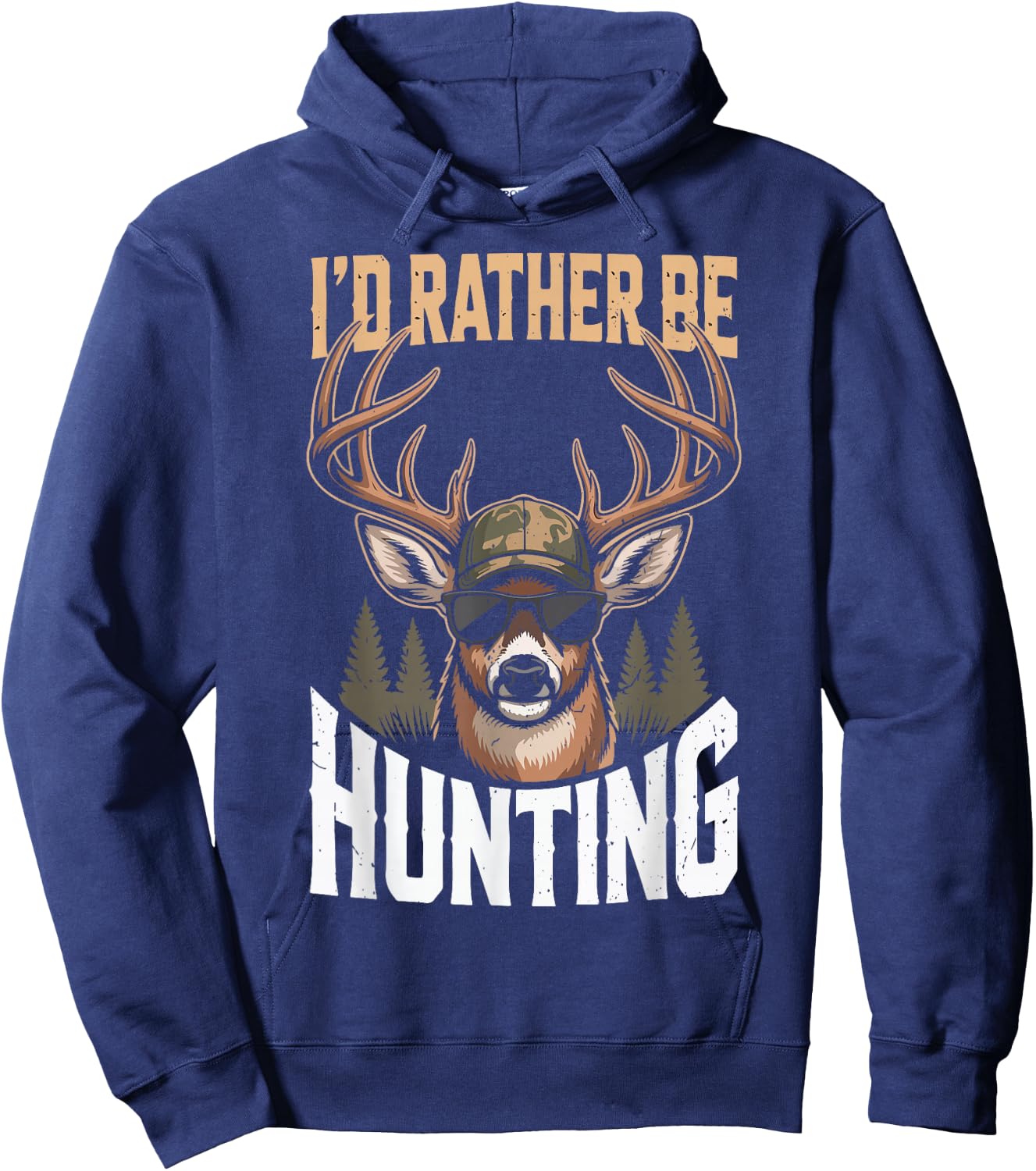 Id Rather Be Hunting Humor Boy Youth Camo Deer Hunting Funny Hoodie - Hoodie | Navy